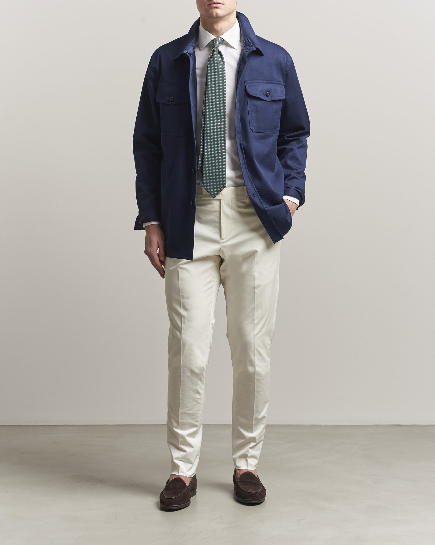 Mies | Housut | Lardini | Lyon Cotton Twill Stretch Trousers White