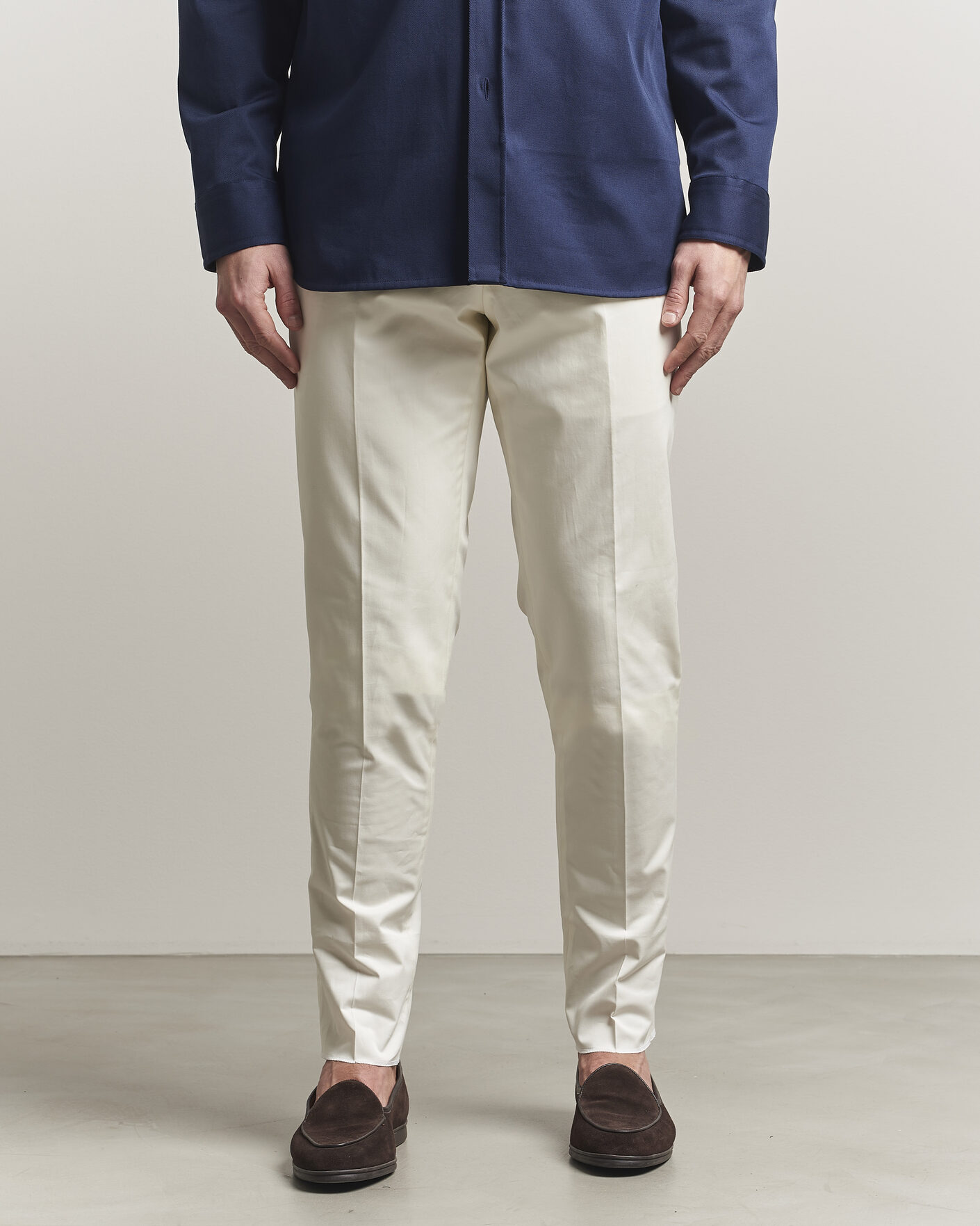 Mies | Housut | Lardini | Lyon Cotton Twill Stretch Trousers White