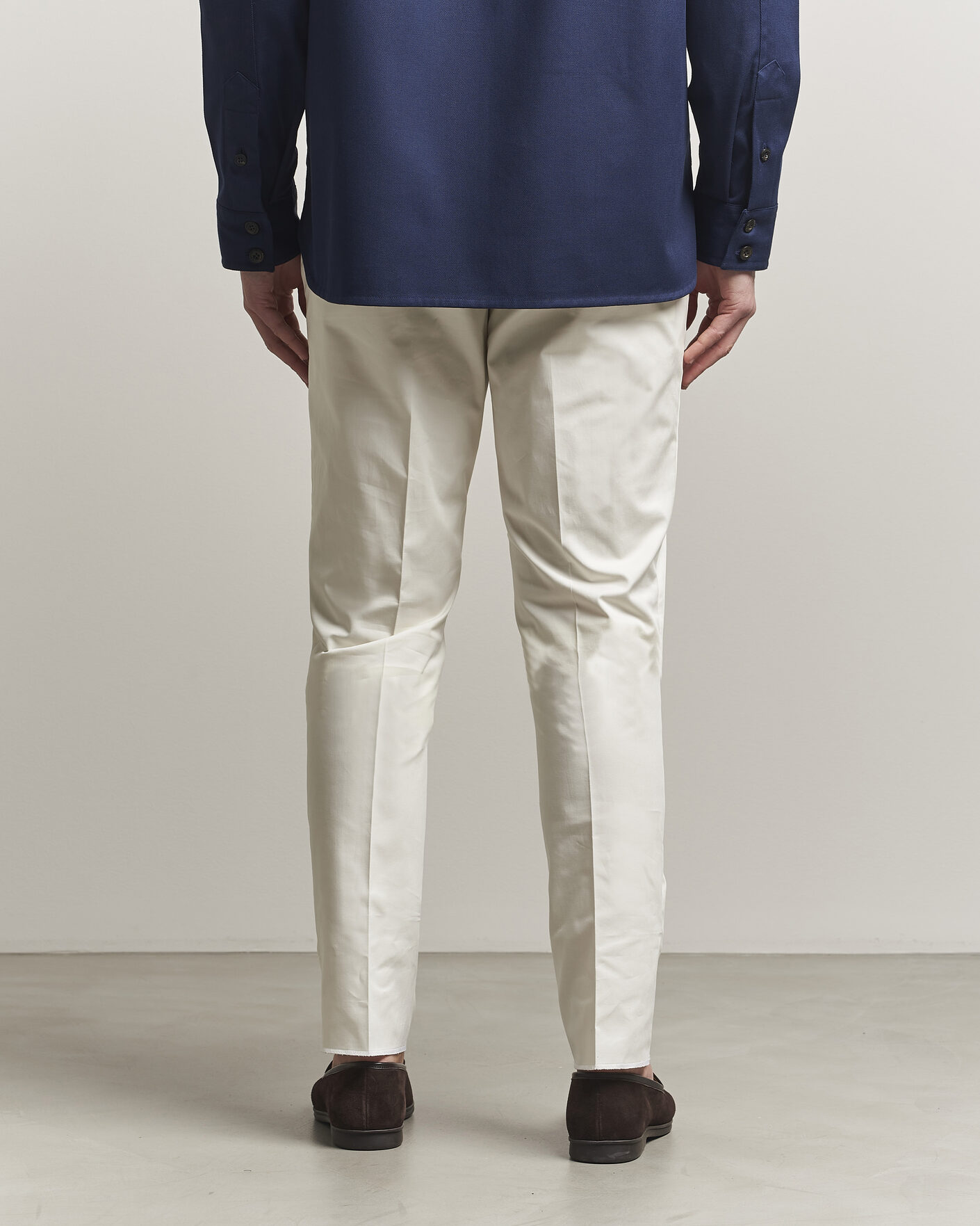 Mies | Housut | Lardini | Lyon Cotton Twill Stretch Trousers White