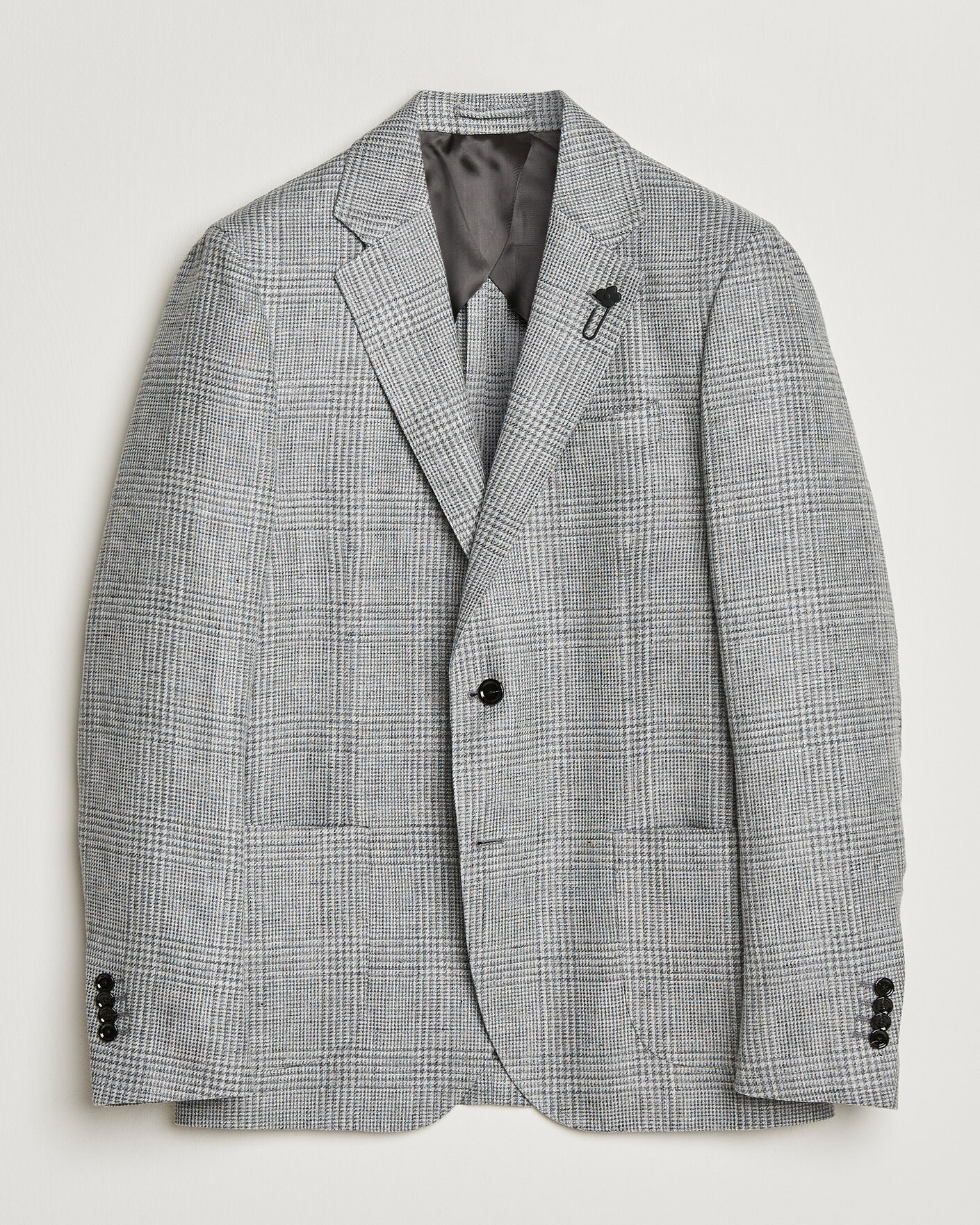 Mies | Pikkutakit | Lardini | Checked Linen/Wool Blazer Grey