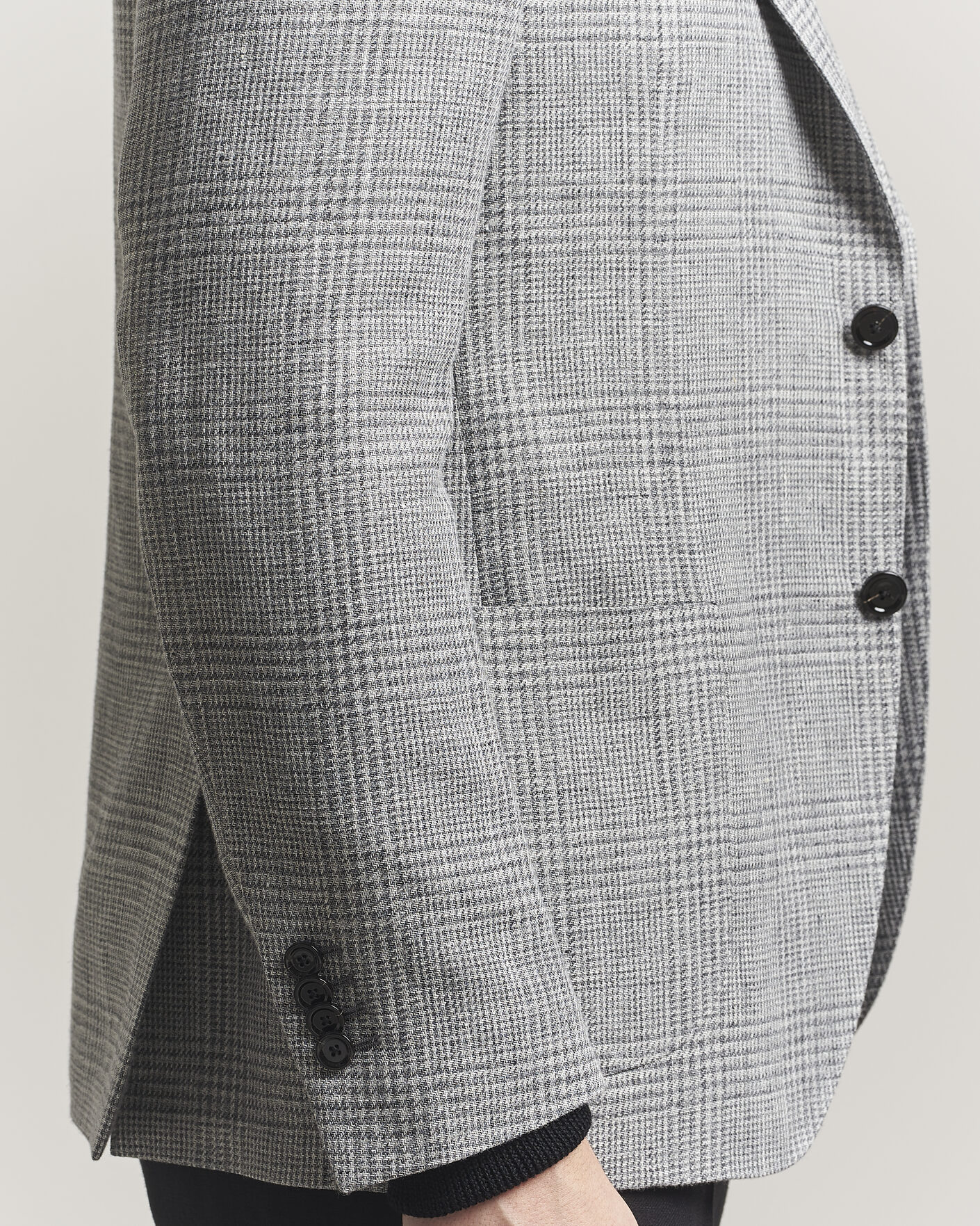 Mies | Pikkutakit | Lardini | Checked Linen/Wool Blazer Grey