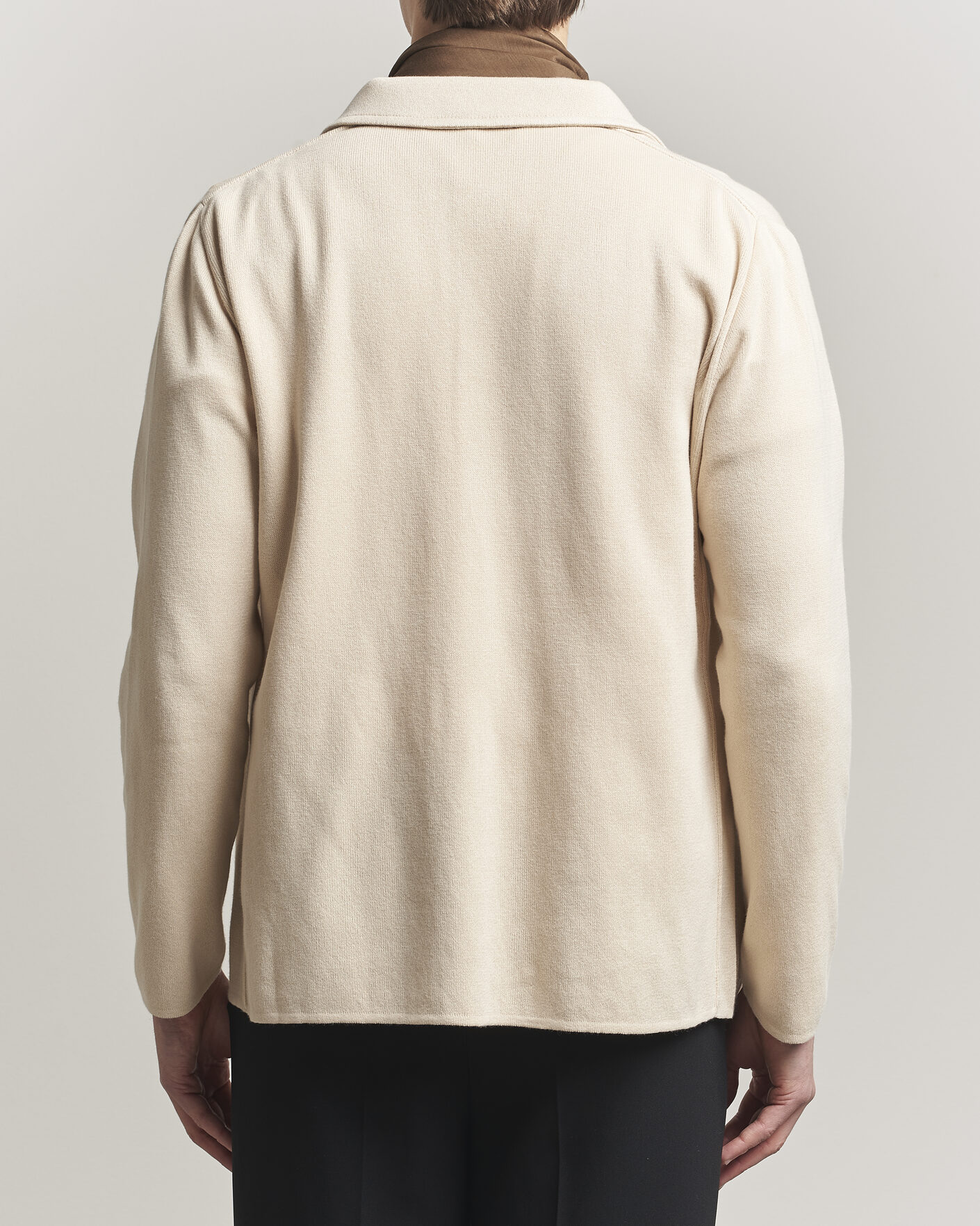 Mies | Takit | Lardini | Knitted Cotton Pocket Shirt Jacket Beige