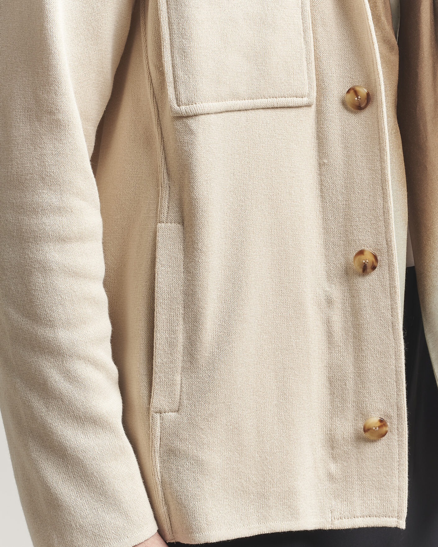 Mies | Takit | Lardini | Knitted Cotton Pocket Shirt Jacket Beige