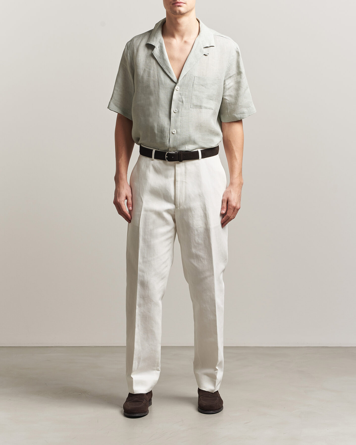 Mies | Kauluspaidat | Lardini | Klop Short Sleeve Linen Resort Shirt Light Green