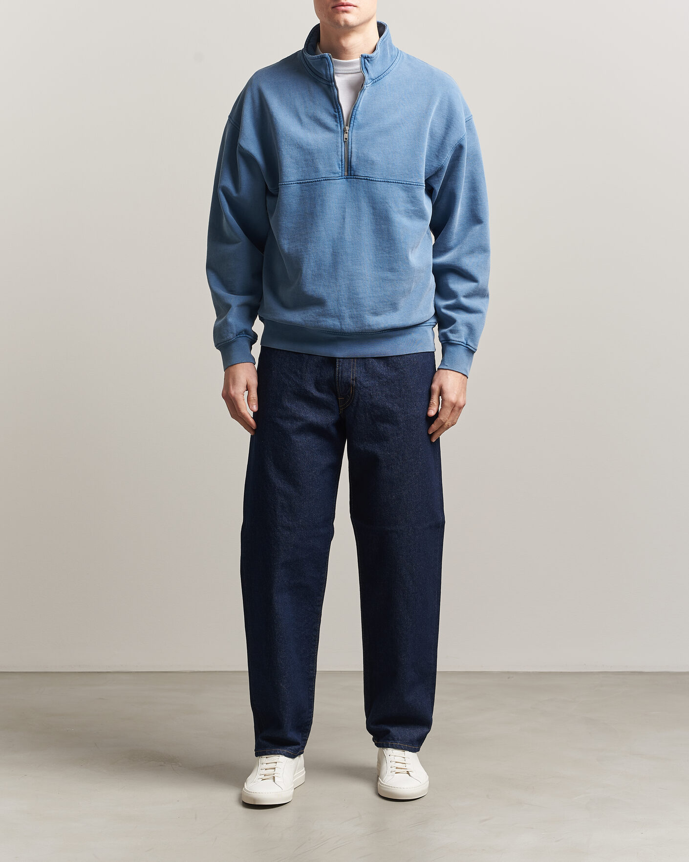 Mies | Puserot | Colorful Standard | Classic Organic Half-Zip Faded Indigo