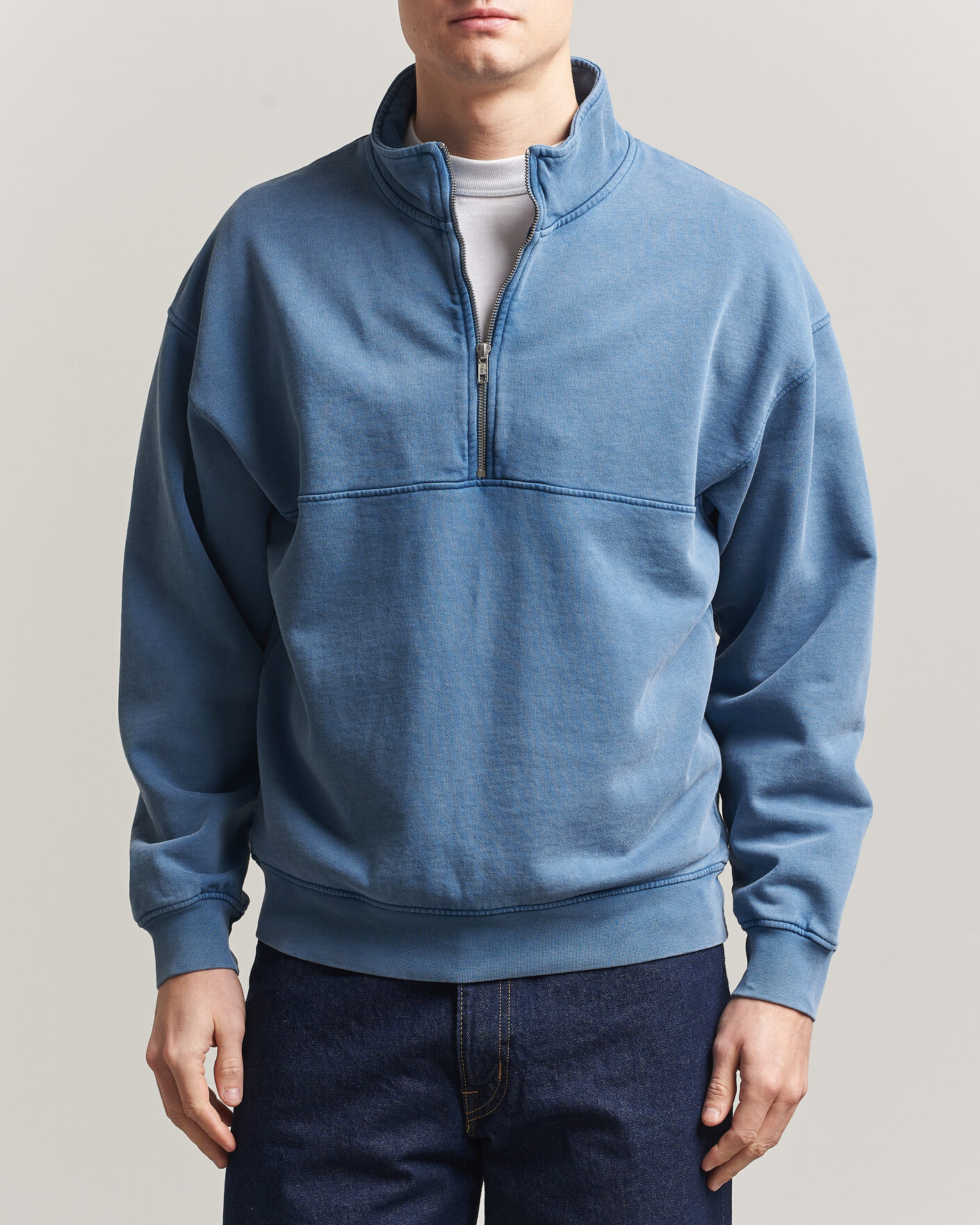 Mies | Puserot | Colorful Standard | Classic Organic Half-Zip Faded Indigo