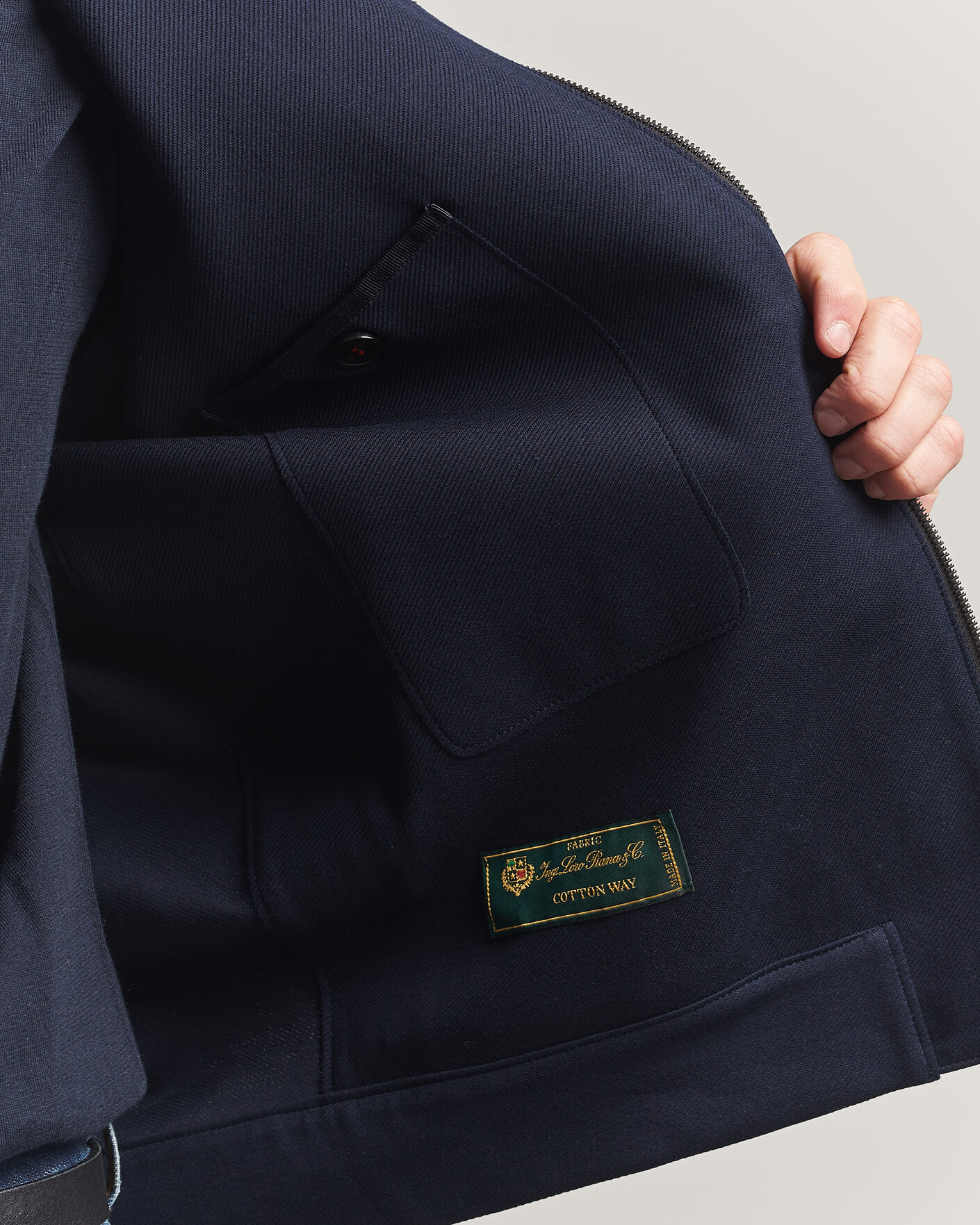 Mies | Takit | Harris Wharf London | Loro Piana Cavalry Twill Harrington Jacket Navy Blue