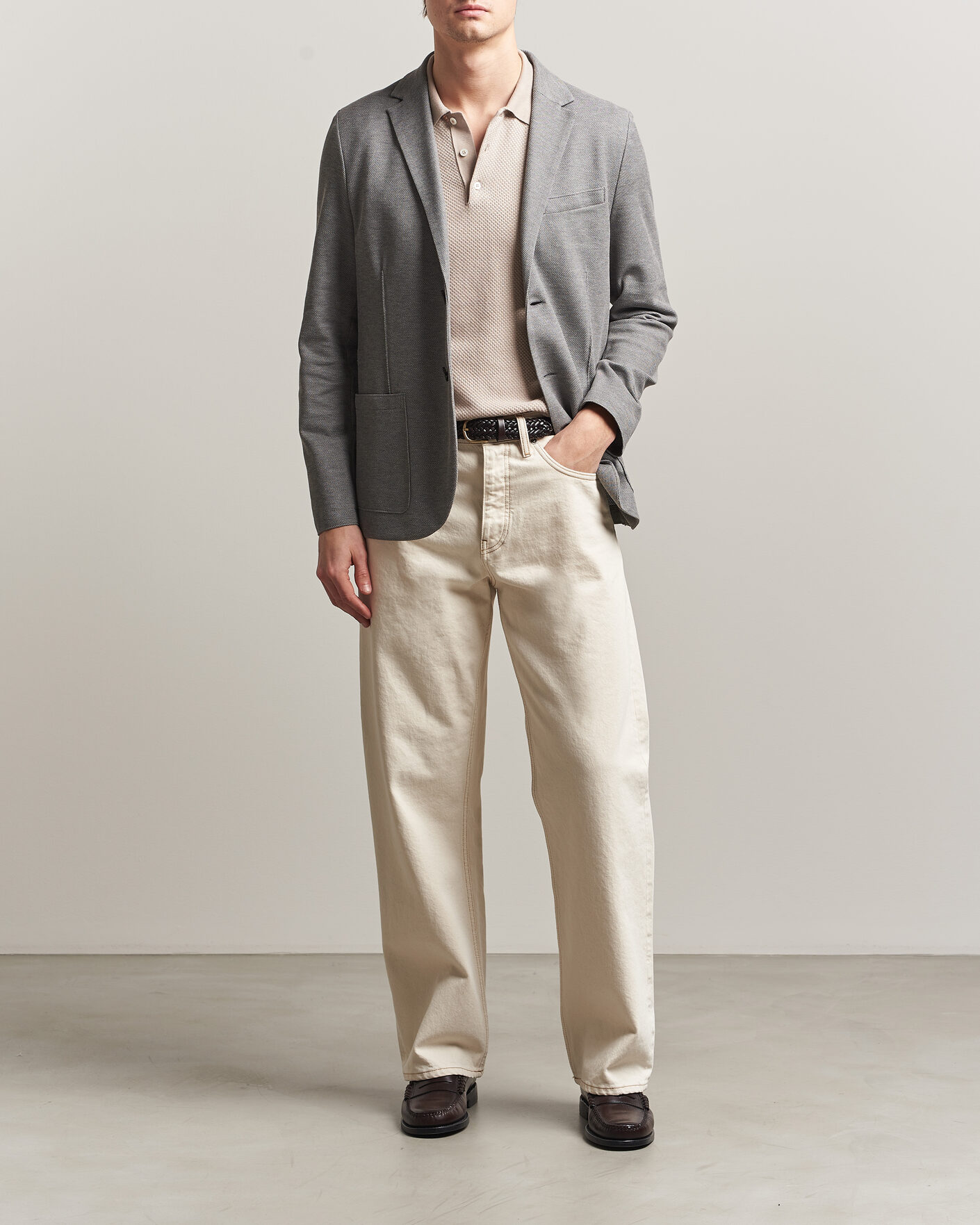 Mies | Pikkutakit | Harris Wharf London | Loro Piana Honey Comb Blazer Light Grey