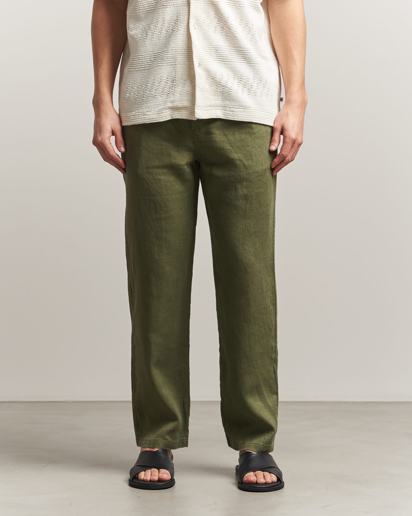 Mies | Housut | Samsøe Samsøe | Jabari Linen Drawstring Trousers Burnt Olive
