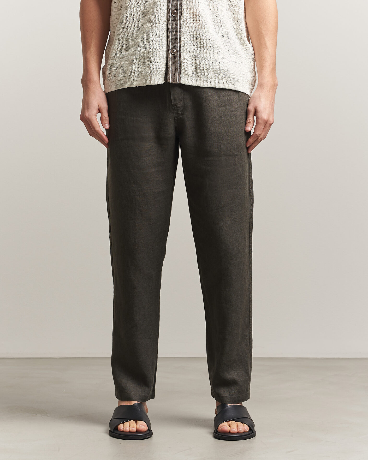Mies | Housut | Samsøe Samsøe | Jabari Linen Drawstring Trousers Black Olive