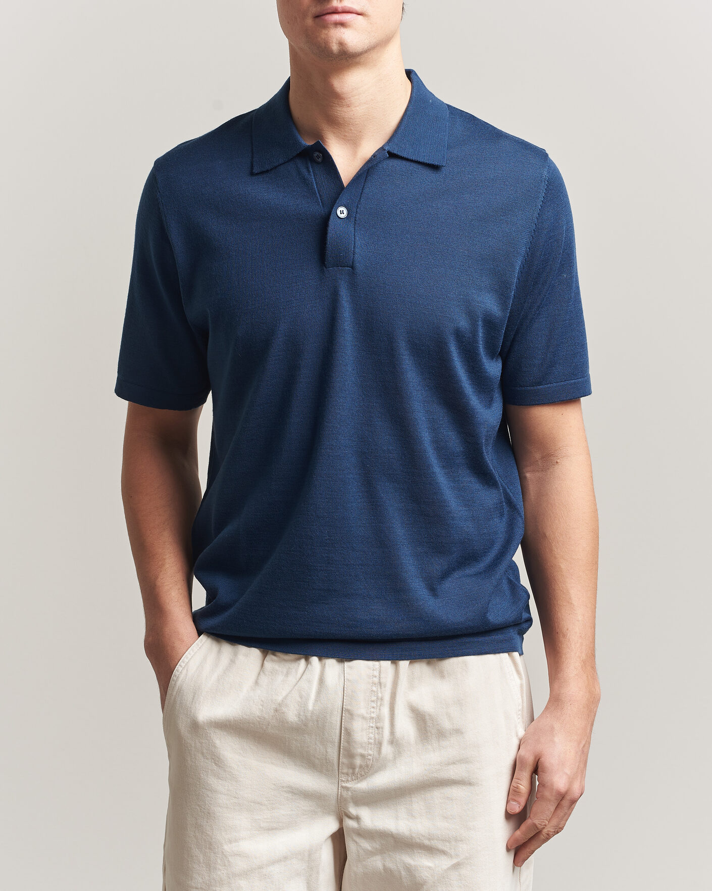 Mies | Pikeet | Samsøe Samsøe | Rowan Knitted Polo Insignia Blue