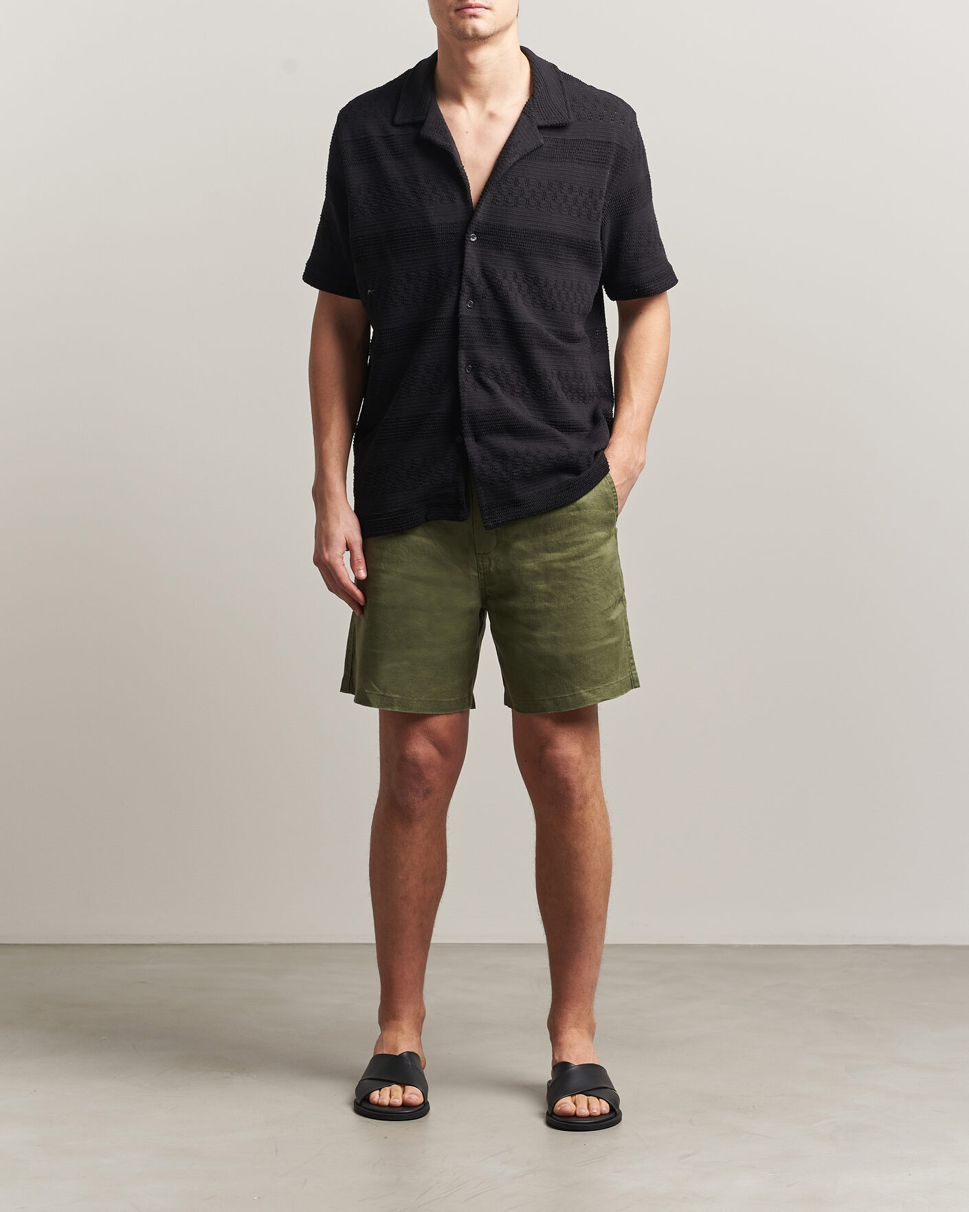 Mies | Shortsit | Samsøe Samsøe | Jabari Linen Drawstring Shorts Burnt Olive