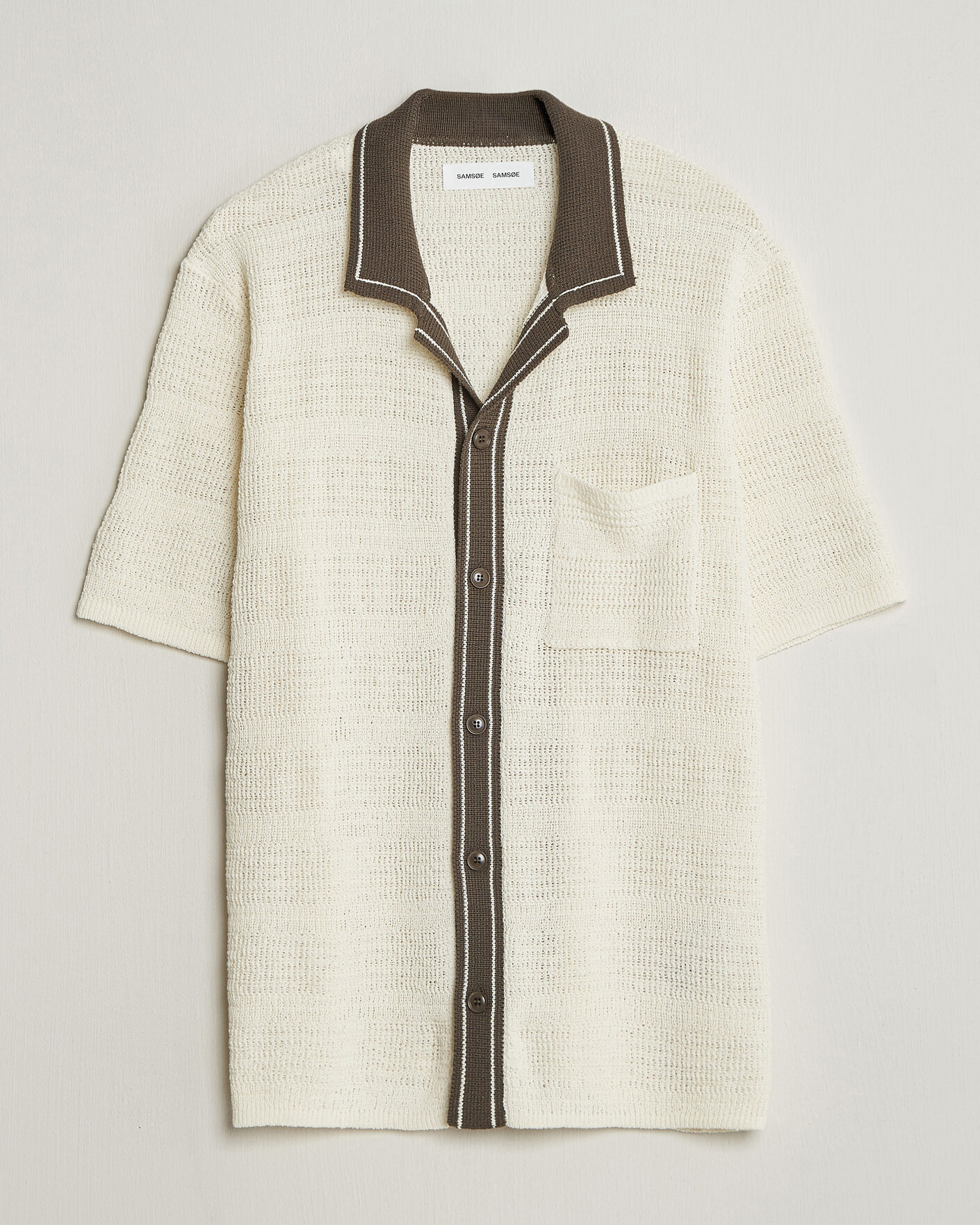 Mies | Kauluspaidat | Samsøe Samsøe | Percy Knitted Short Sleeve Shirt Clear Cream