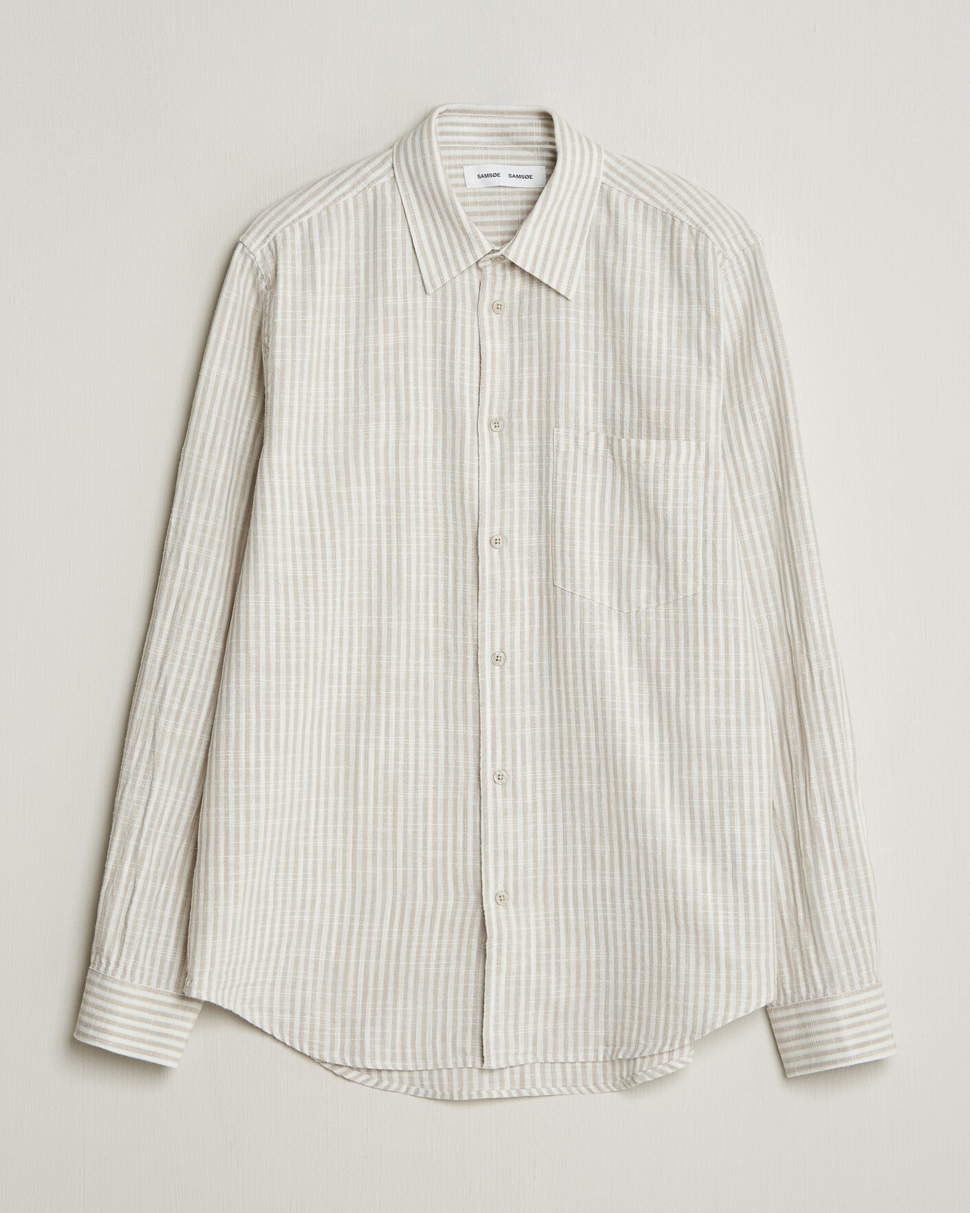 Mies | Kauluspaidat | Samsøe Samsøe | Liam Cotton/Linen Striped Shirt Moonstruck
