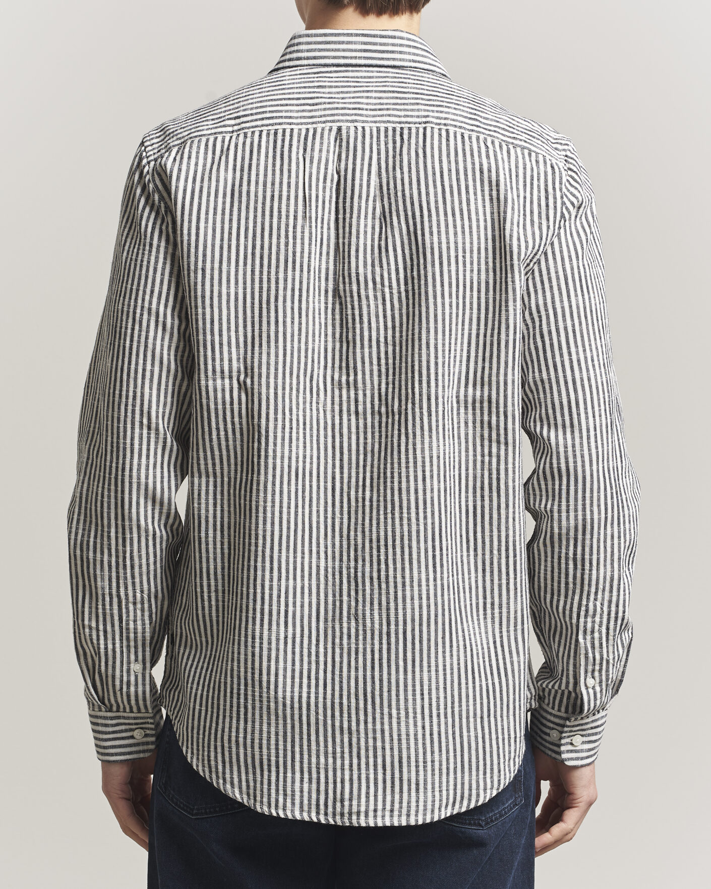Mies | Kauluspaidat | Samsøe Samsøe | Liam Cotton/Linen Striped Shirt Salute Navy