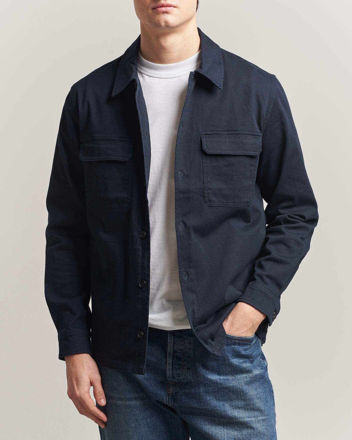 Mies | Kauluspaidat | Samsøe Samsøe | Taka Cotton Overshirt Salute Navy