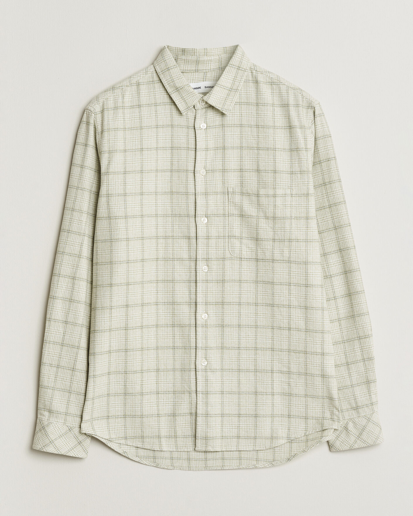 Mies | Kauluspaidat | Samsøe Samsøe | Liam Checked Cotton Shirt Off White