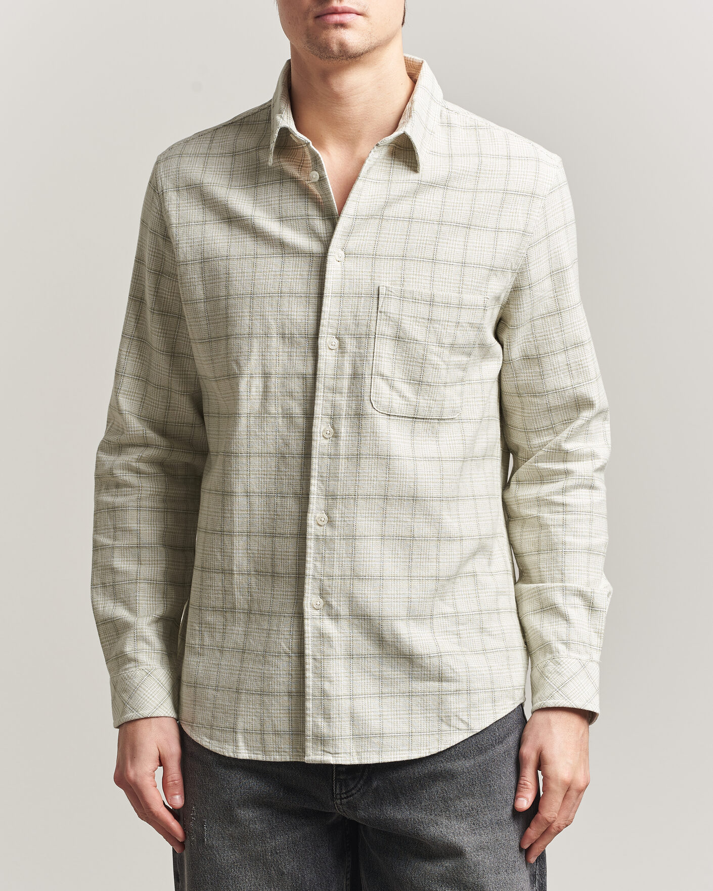 Mies | Kauluspaidat | Samsøe Samsøe | Liam Checked Cotton Shirt Off White