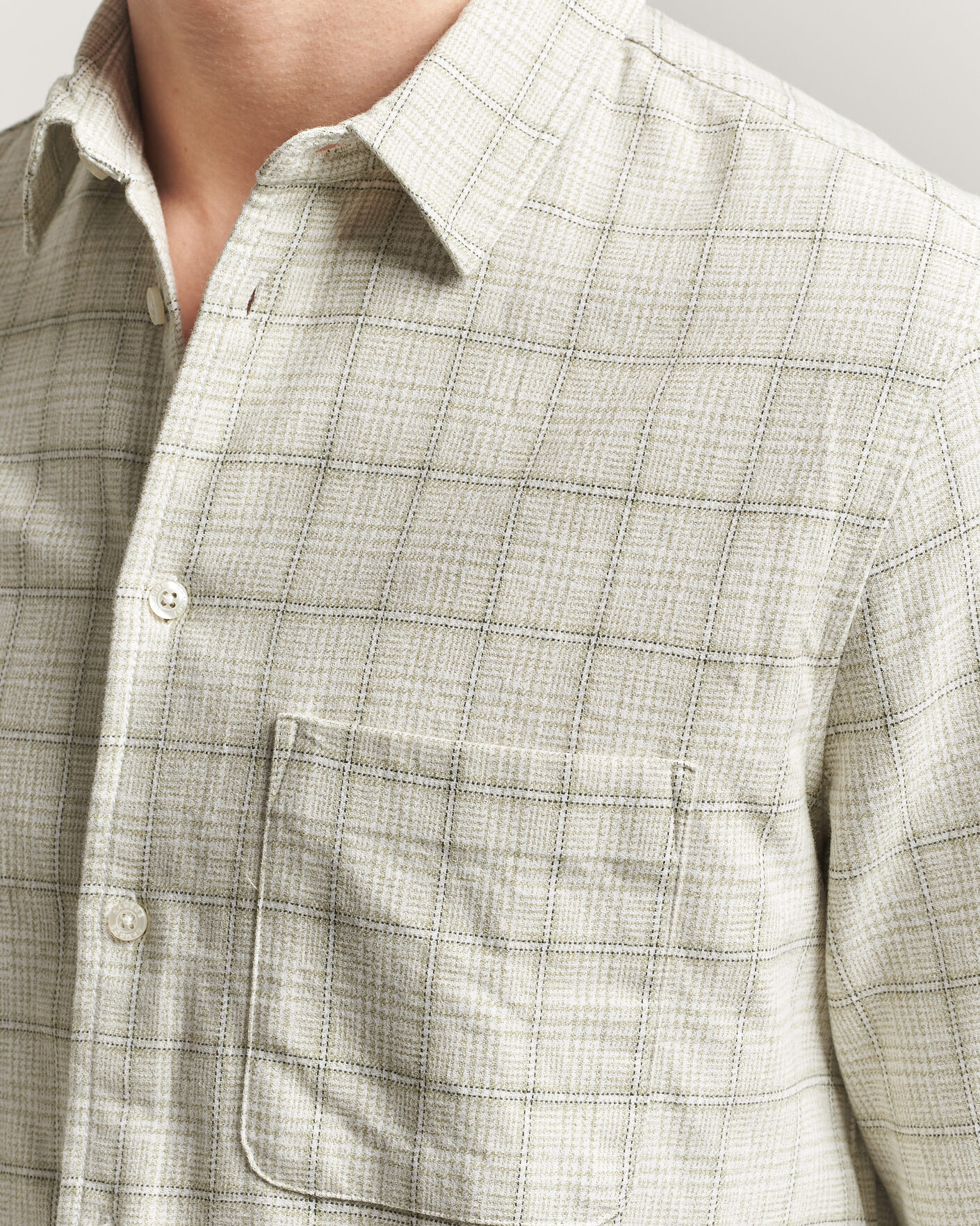 Mies | Kauluspaidat | Samsøe Samsøe | Liam Checked Cotton Shirt Off White