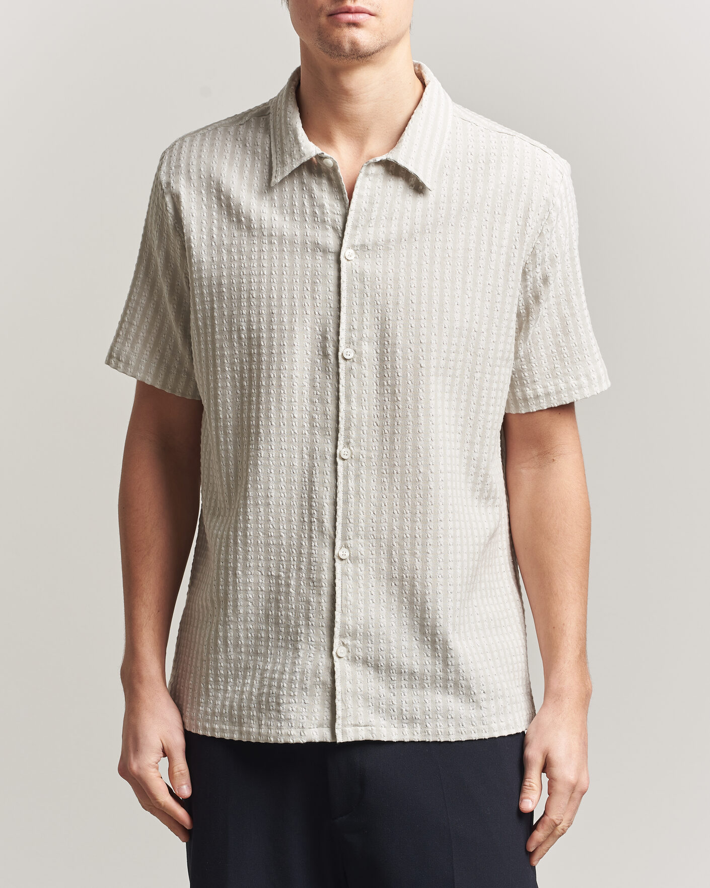 Mies | Kauluspaidat | Samsøe Samsøe | Avan Structured Short Sleeve Shirt Moonstruck