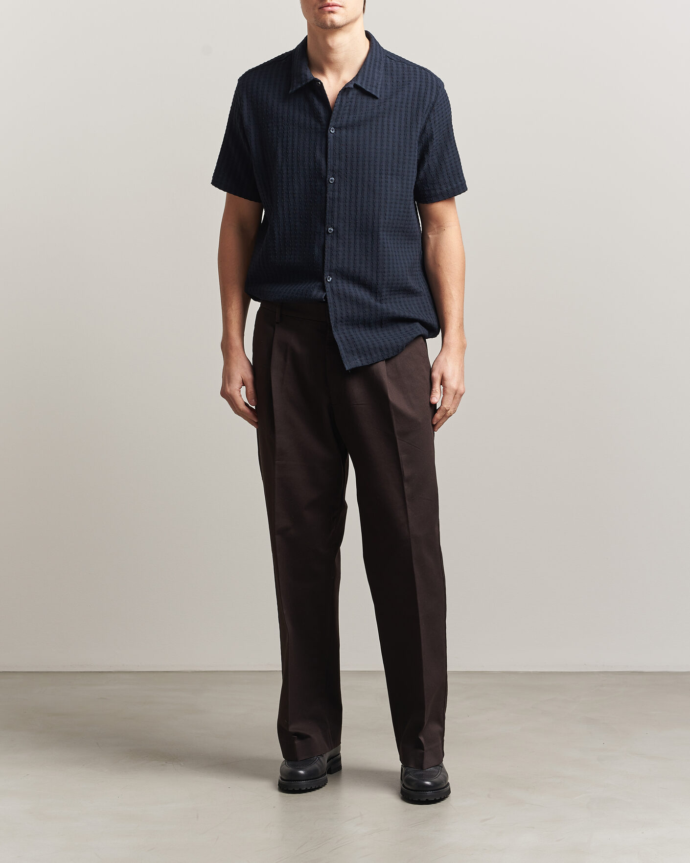 Mies | Kauluspaidat | Samsøe Samsøe | Avan Structured Short Sleeve Shirt Salute Navy