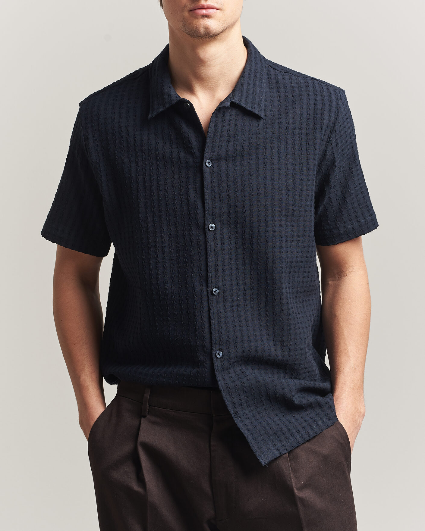 Mies | Kauluspaidat | Samsøe Samsøe | Avan Structured Short Sleeve Shirt Salute Navy