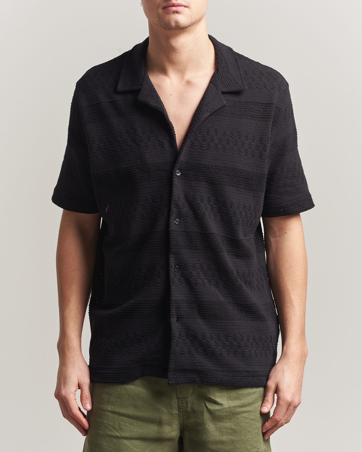 Mies | Kauluspaidat | Samsøe Samsøe | Martin Knitted Short Sleeve Shirt Black
