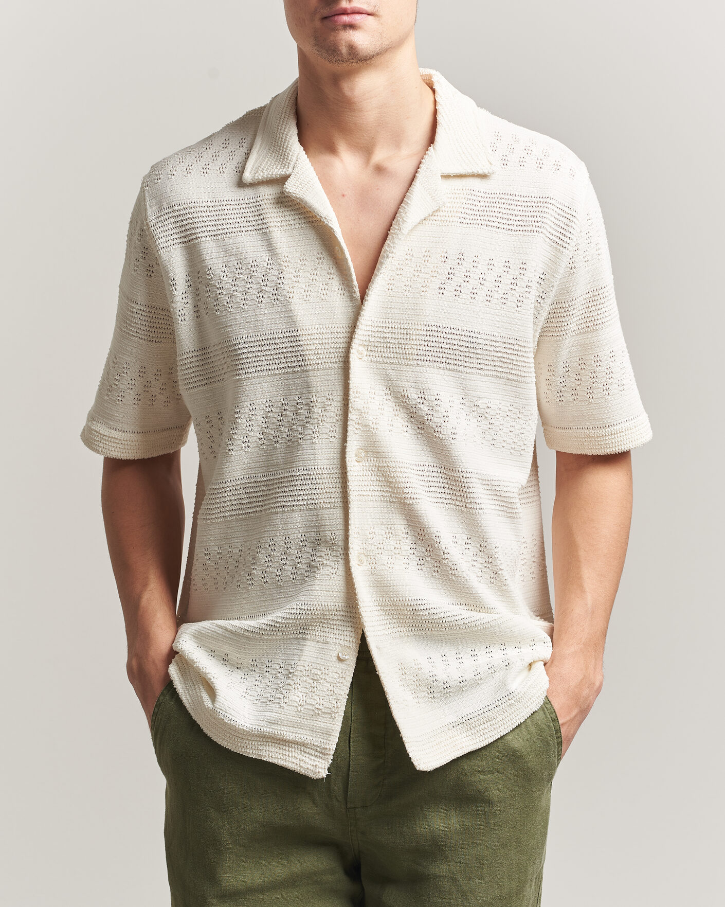 Mies | Kauluspaidat | Samsøe Samsøe | Martin Knitted Short Sleeve Shirt Clear Cream