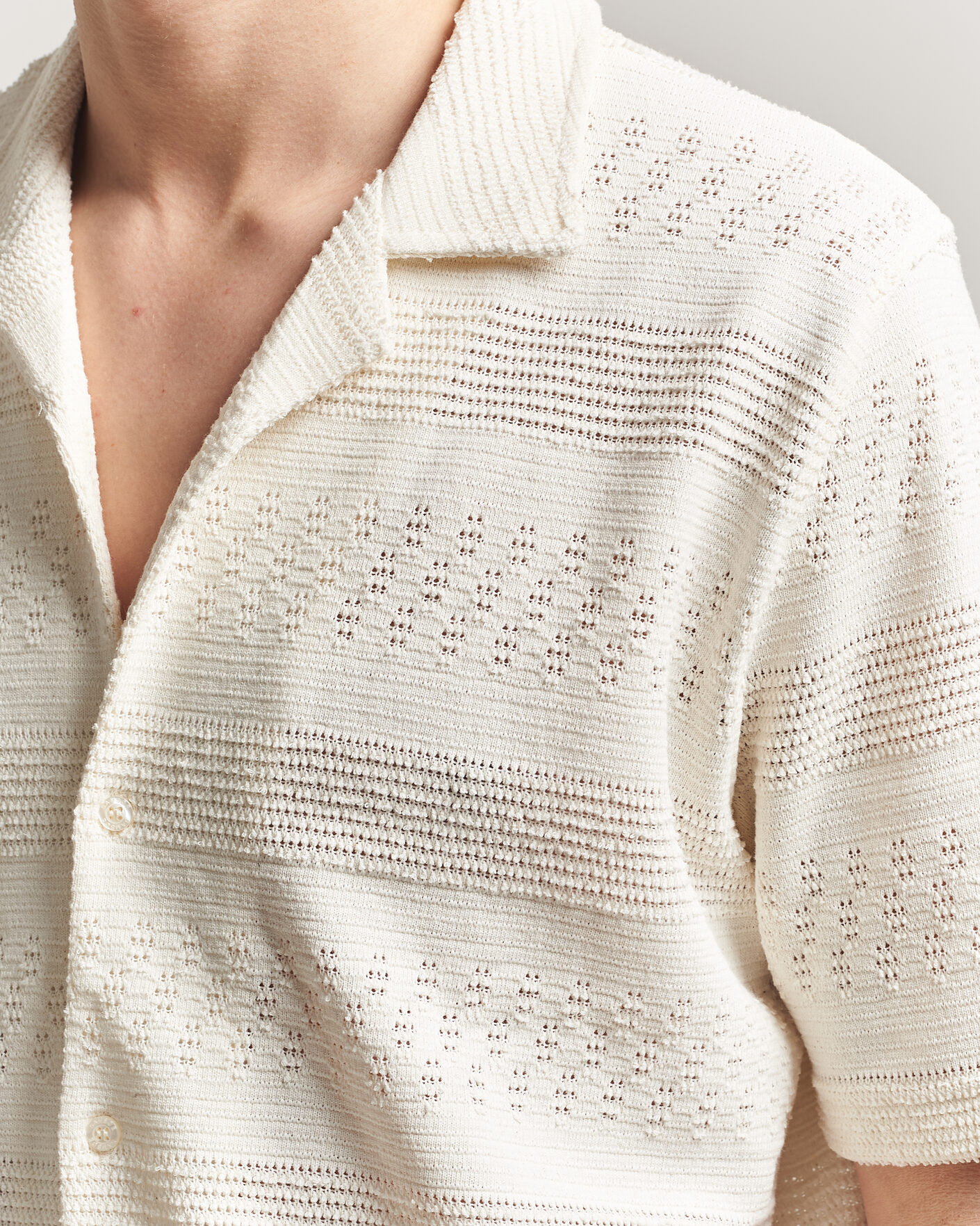 Mies | Kauluspaidat | Samsøe Samsøe | Martin Knitted Short Sleeve Shirt Clear Cream