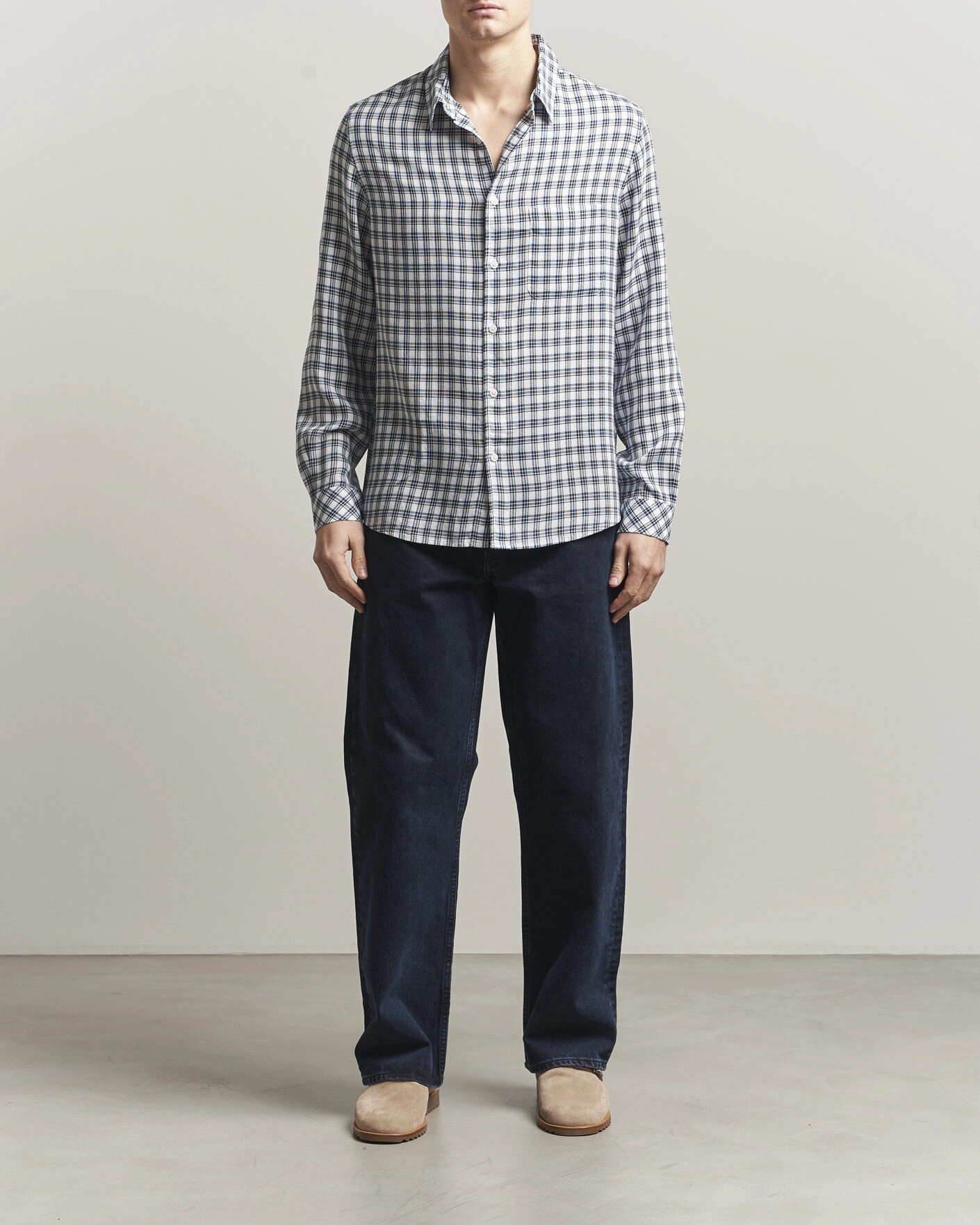 Mies | Kauluspaidat | Samsøe Samsøe | Ryan Tencel Checked Shirt Blue