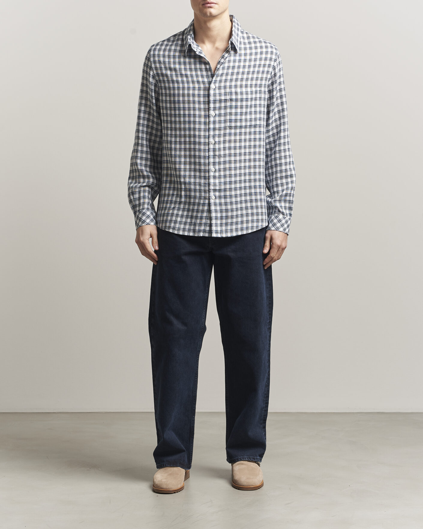 Mies | Kauluspaidat | Samsøe Samsøe | Ryan Tencel Checked Shirt Blue