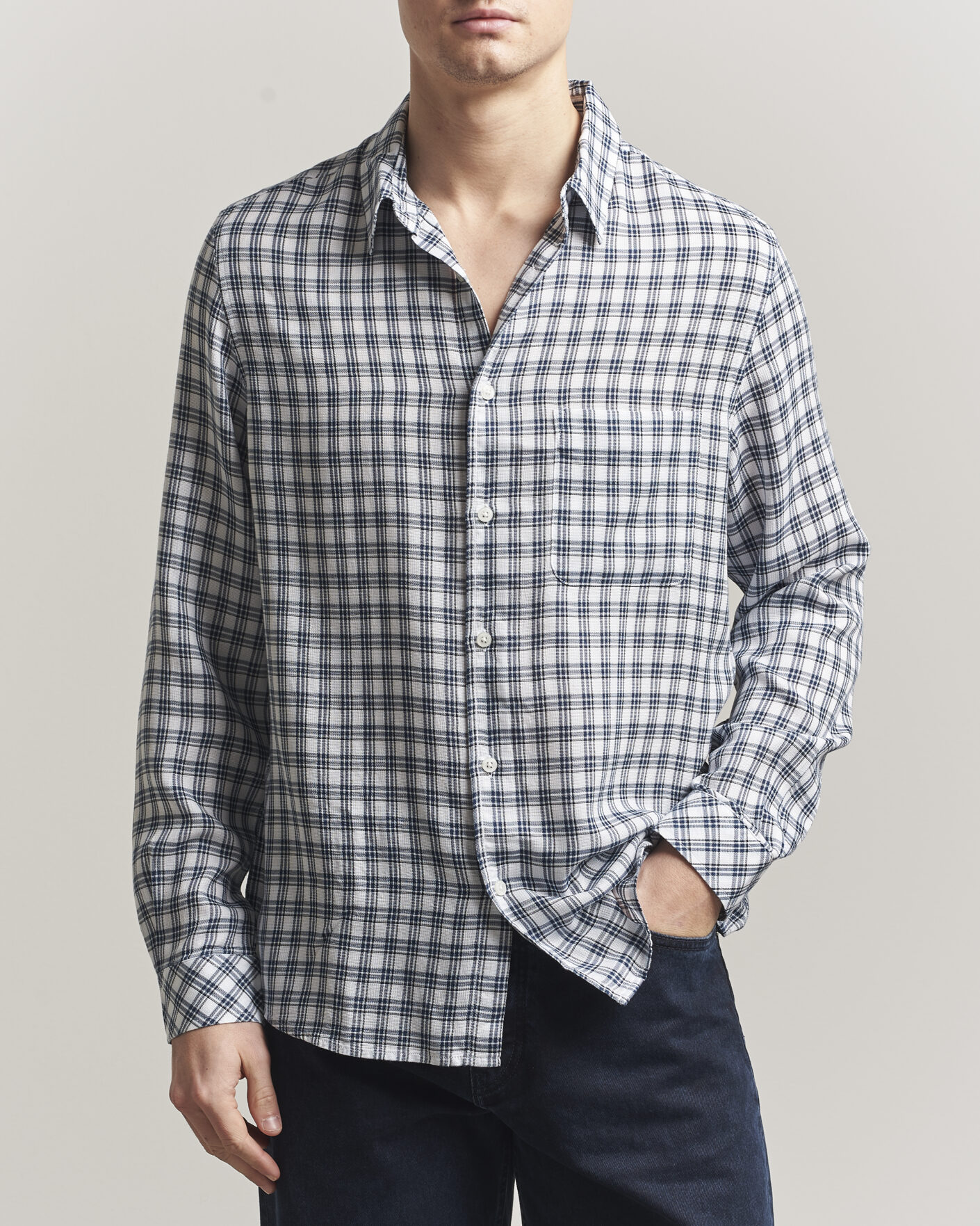Mies | Kauluspaidat | Samsøe Samsøe | Ryan Tencel Checked Shirt Blue