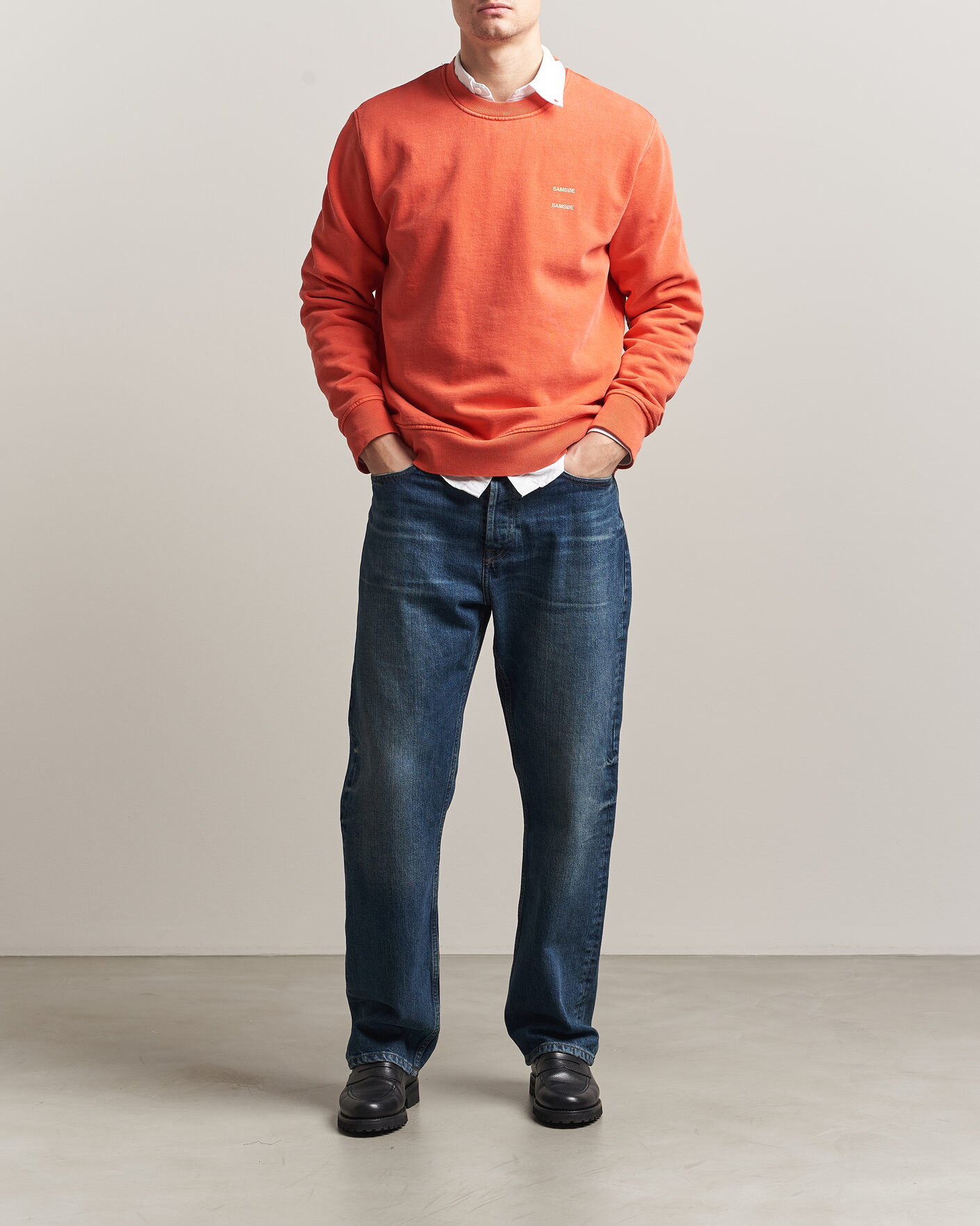 Mies | Puserot | Samsøe Samsøe | Joel Washed Organic Cotton Sweatshirt Aurora Red
