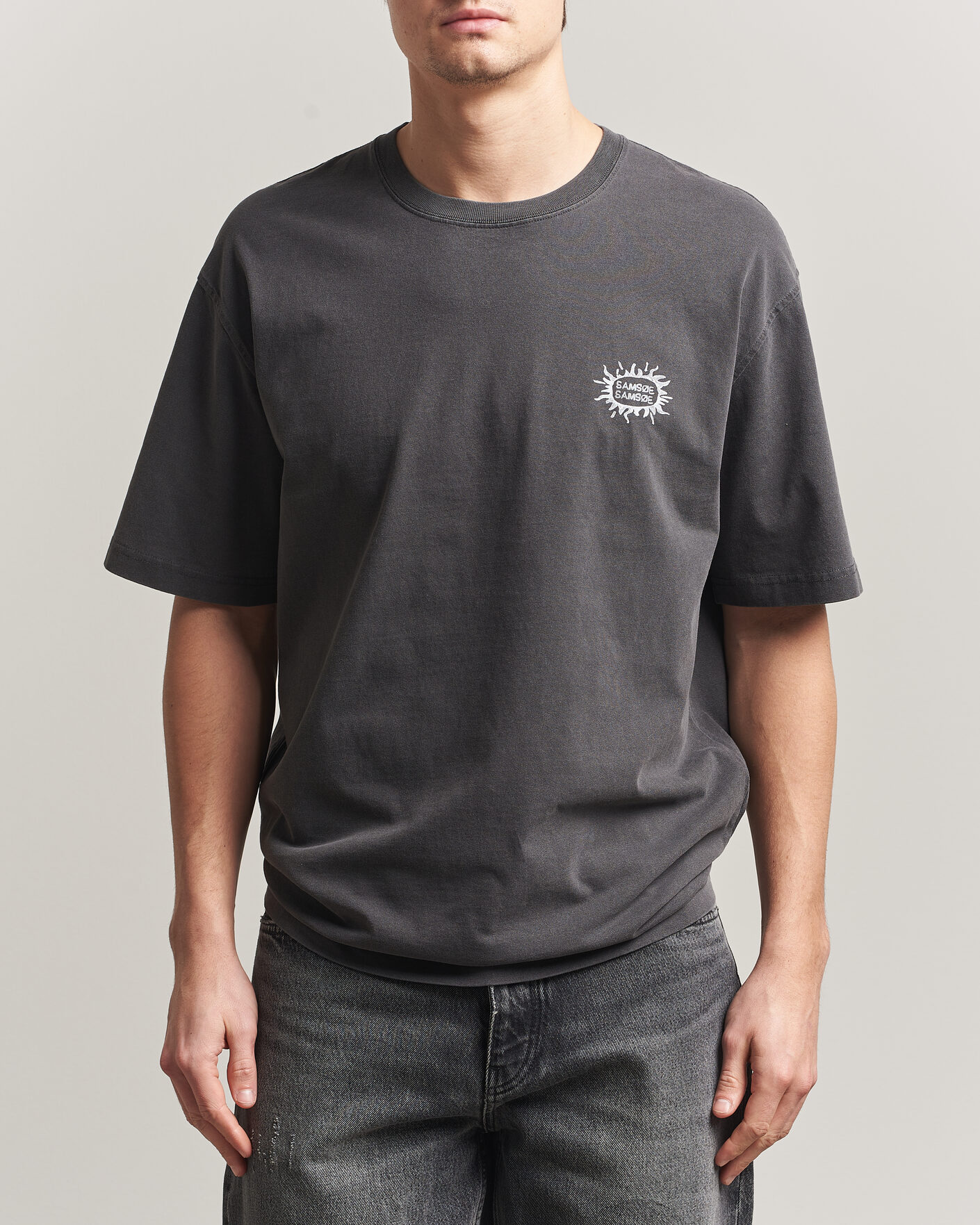 Mies | T-paidat | Samsøe Samsøe | Gergei Printed Crew Neck T-Shirt Washed Black