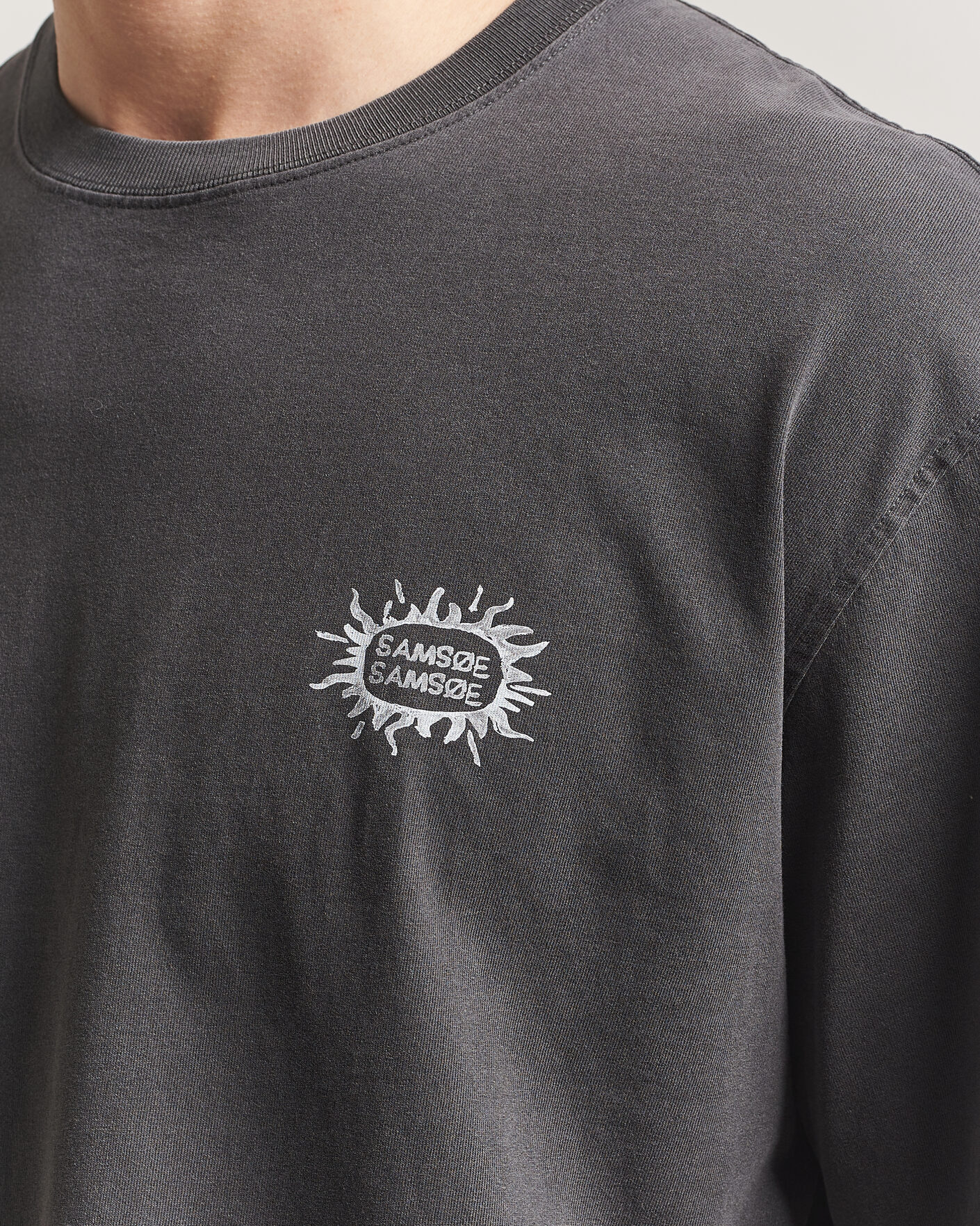 Mies | T-paidat | Samsøe Samsøe | Gergei Printed Crew Neck T-Shirt Washed Black