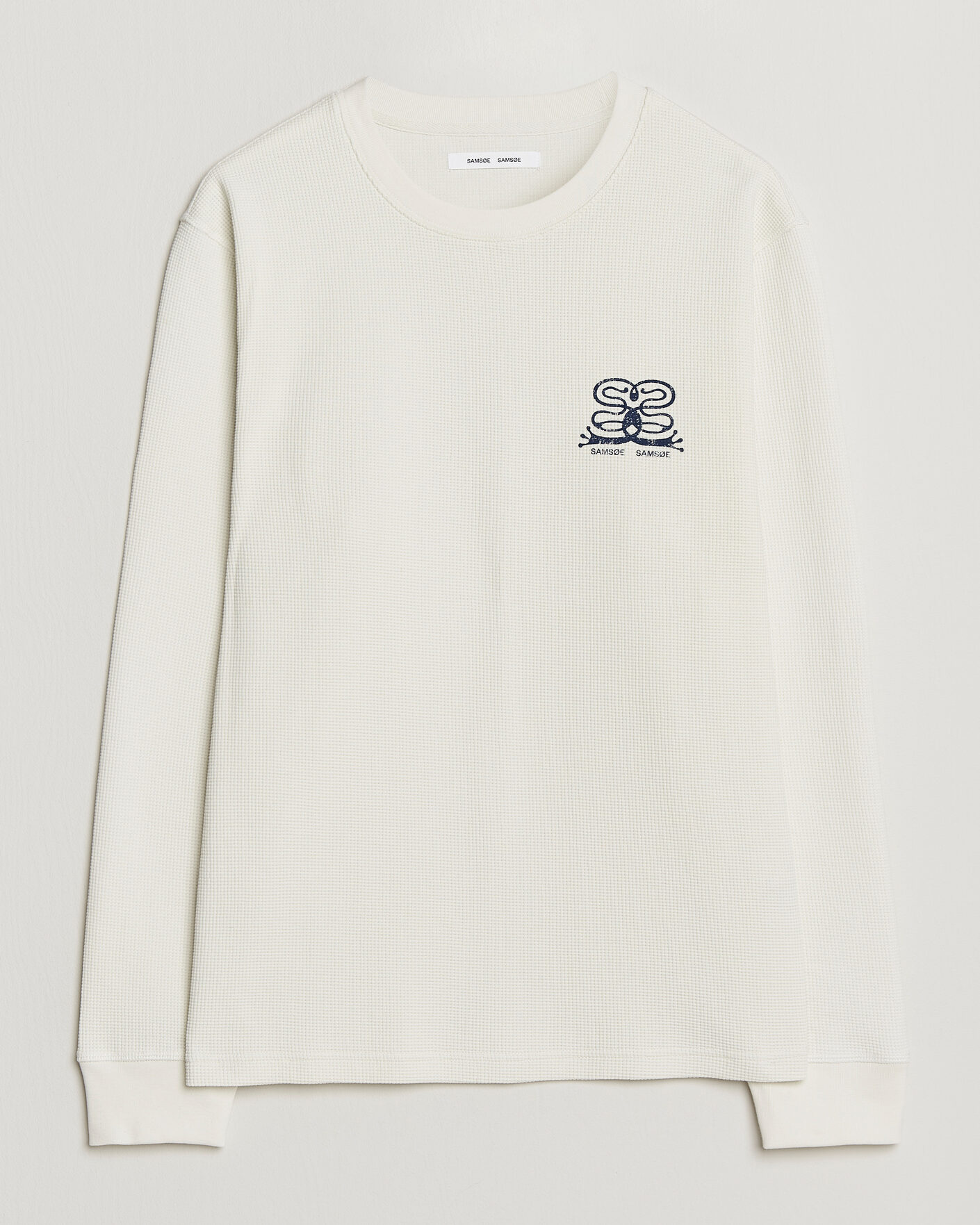Mies | T-paidat | Samsøe Samsøe | Fellow Waffle Printed Long Sleeve T-Shirt Clear Cream