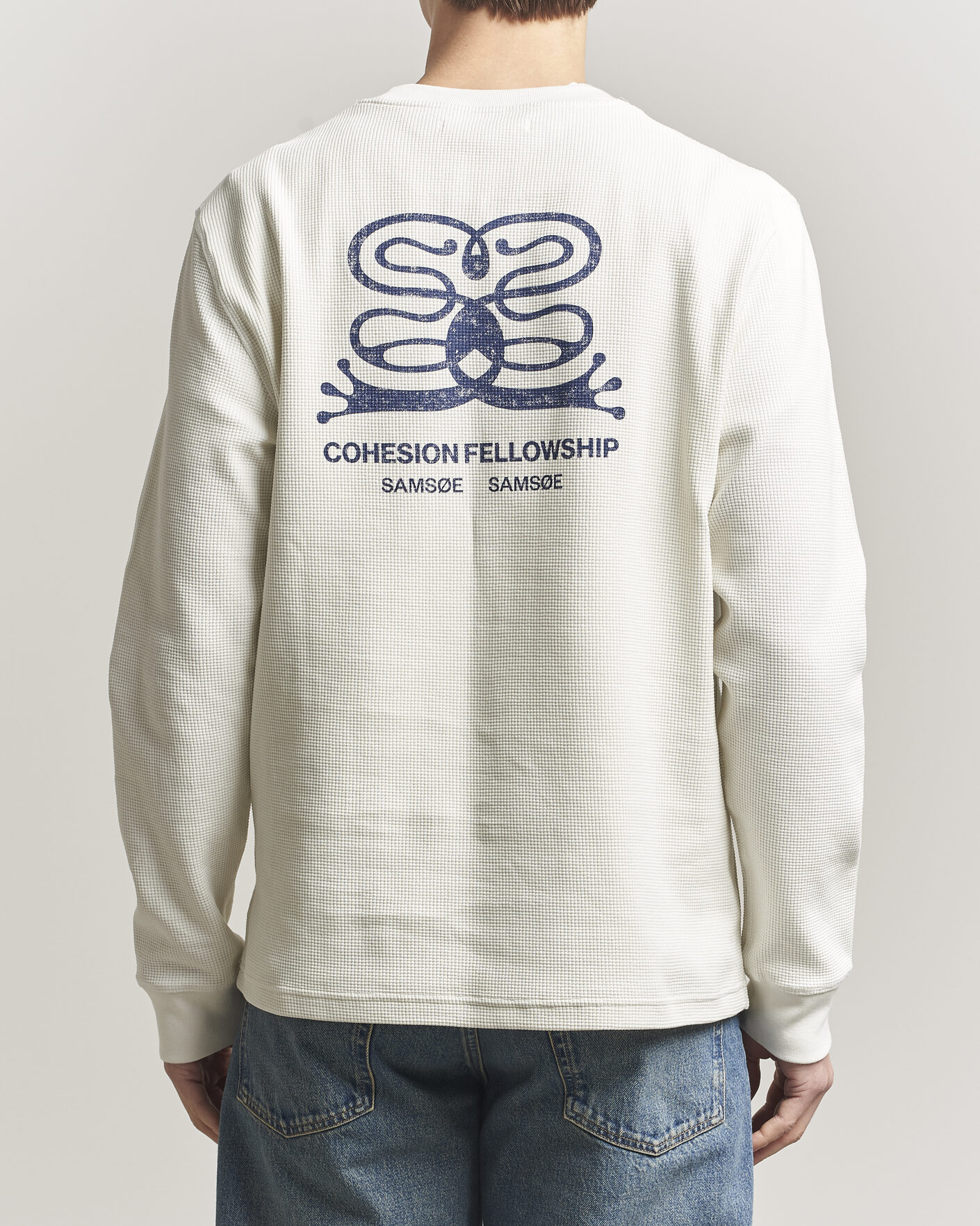 Mies | T-paidat | Samsøe Samsøe | Fellow Waffle Printed Long Sleeve T-Shirt Clear Cream