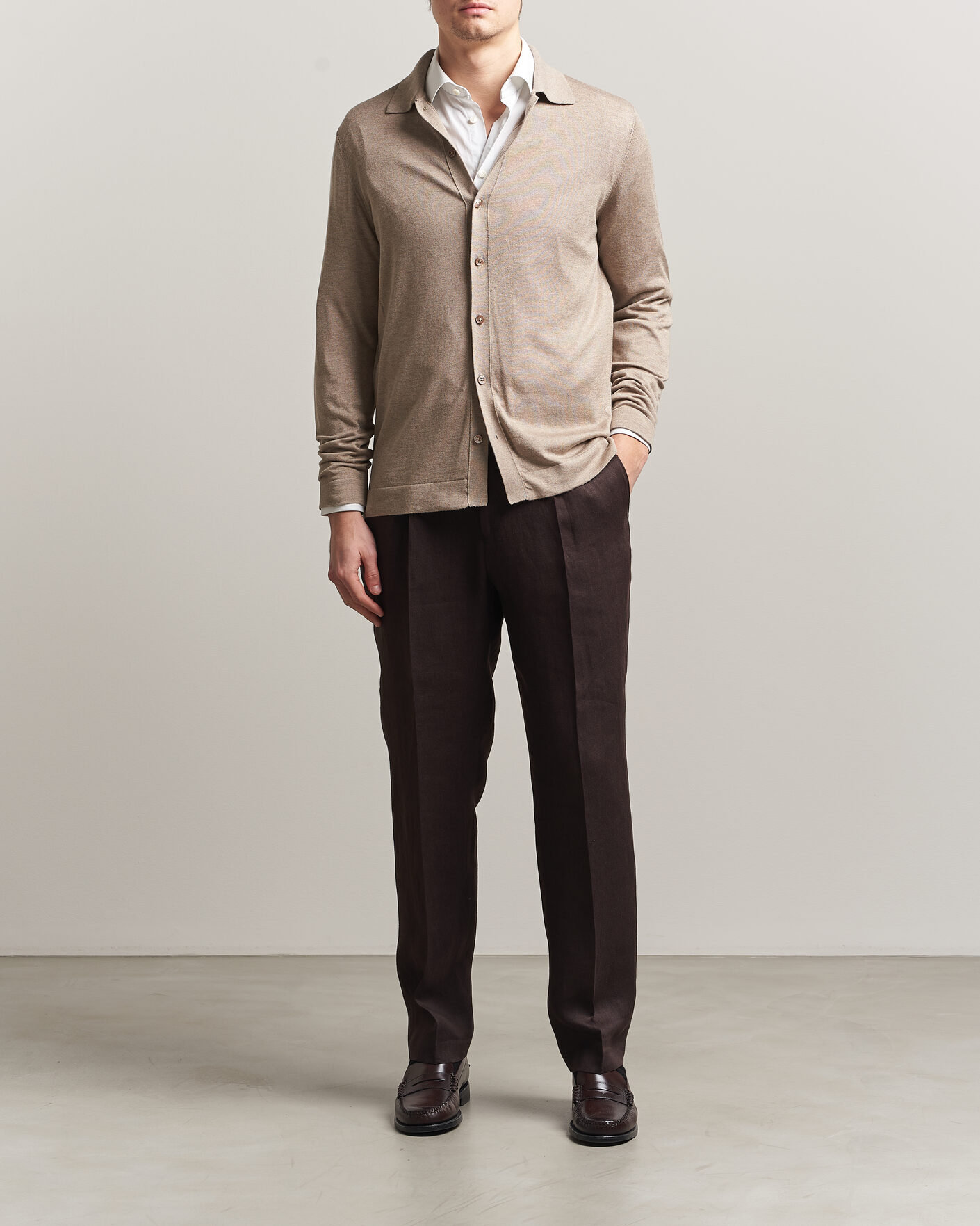 Mies | Puserot | Stenströms | Silk/Cashmere Cardigan Taupe