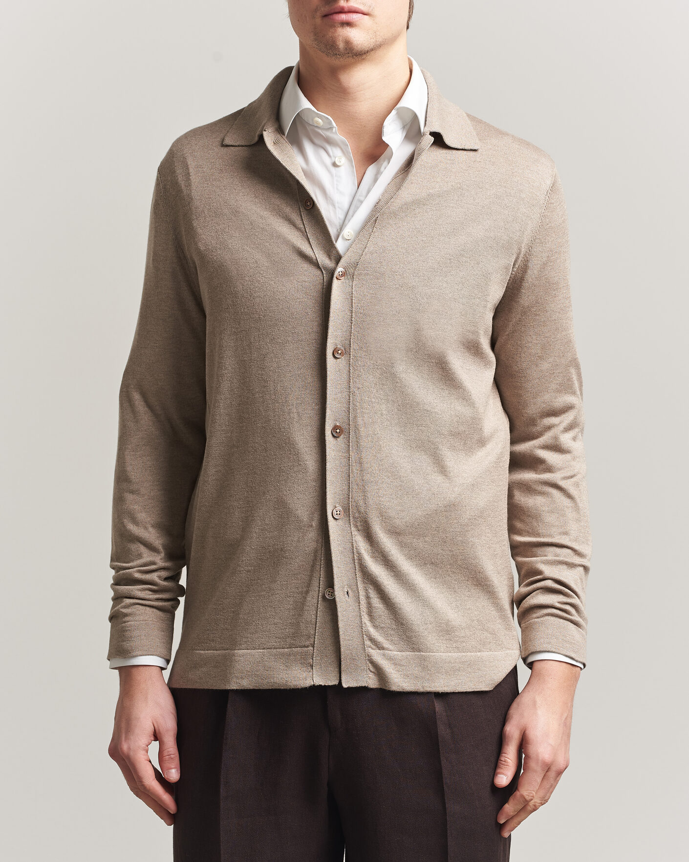 Mies | Puserot | Stenströms | Silk/Cashmere Cardigan Taupe