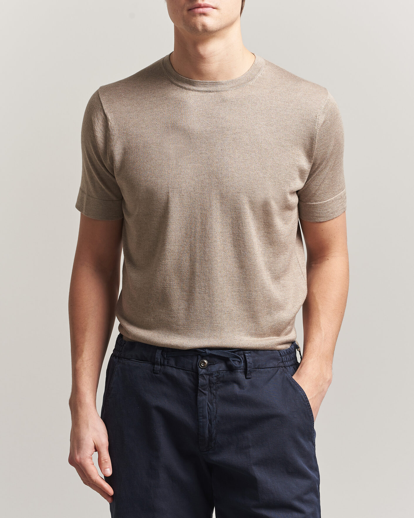 Mies | T-paidat | Stenströms | Silk/Cashmere T-Shirt Taupe