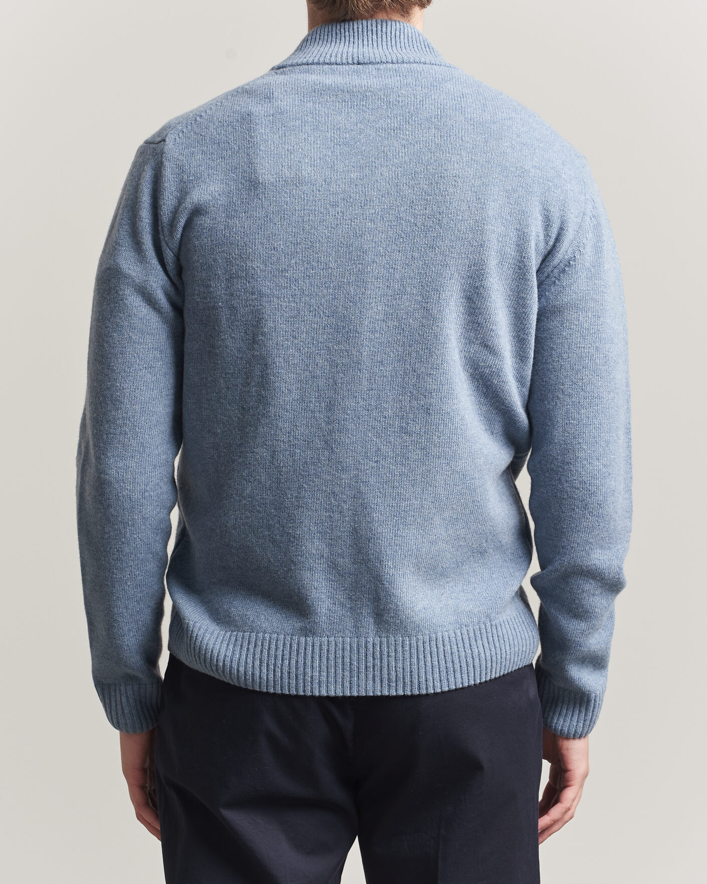 Mies | Puserot | Stenströms | Brushed Merino Full Zip Light Blue