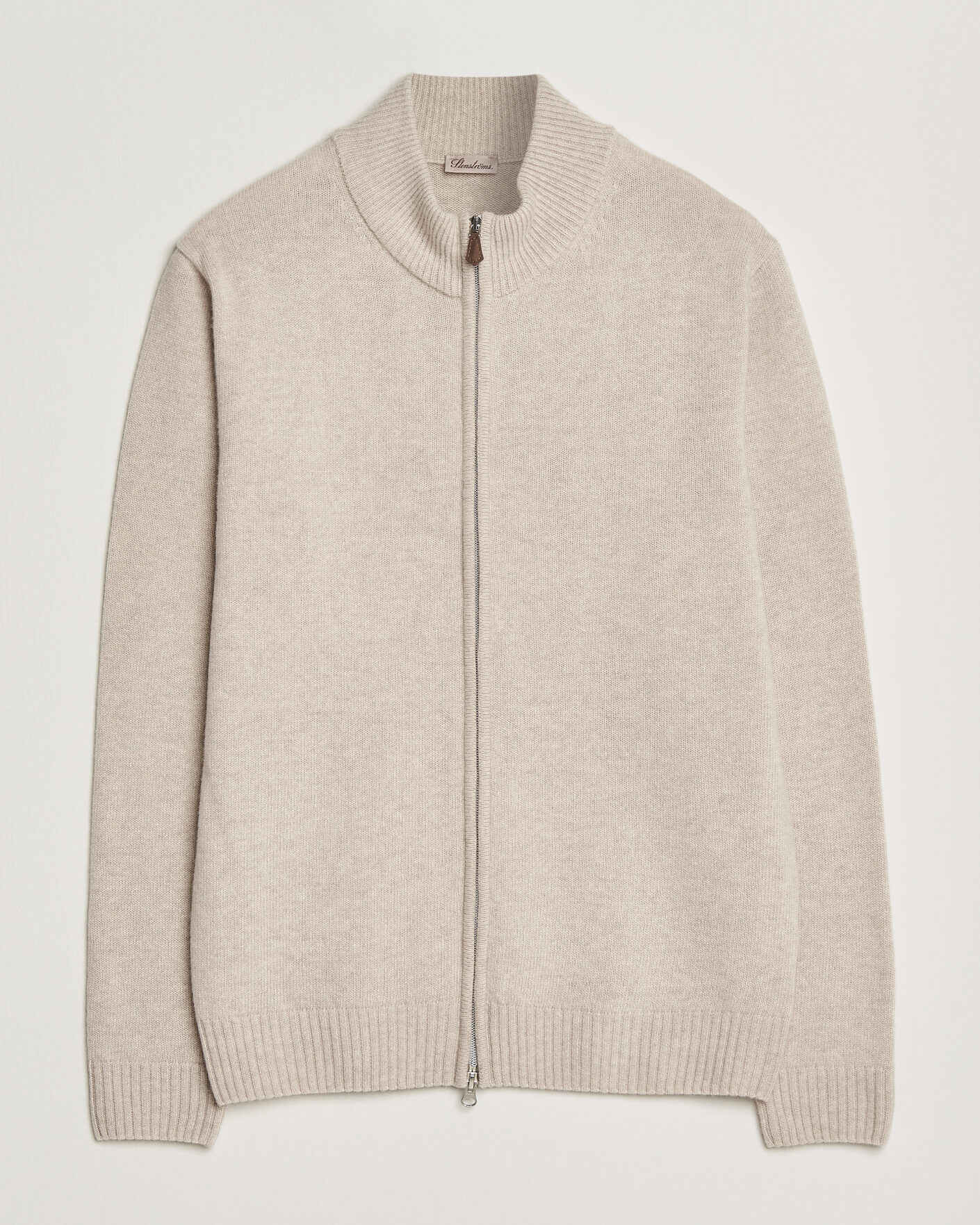 Mies | Puserot | Stenströms | Brushed Merino Full Zip Beige