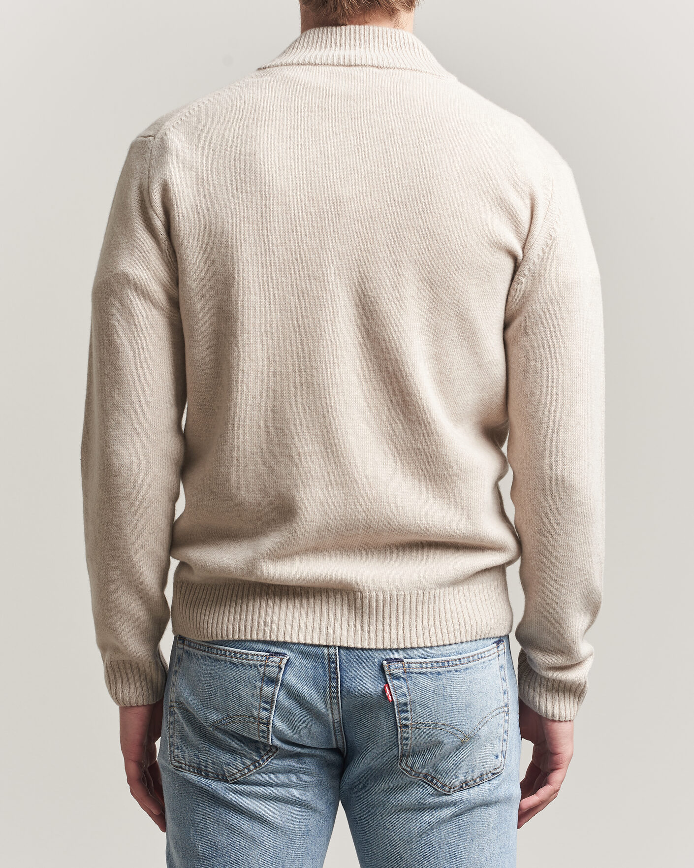 Mies | Puserot | Stenströms | Brushed Merino Full Zip Beige