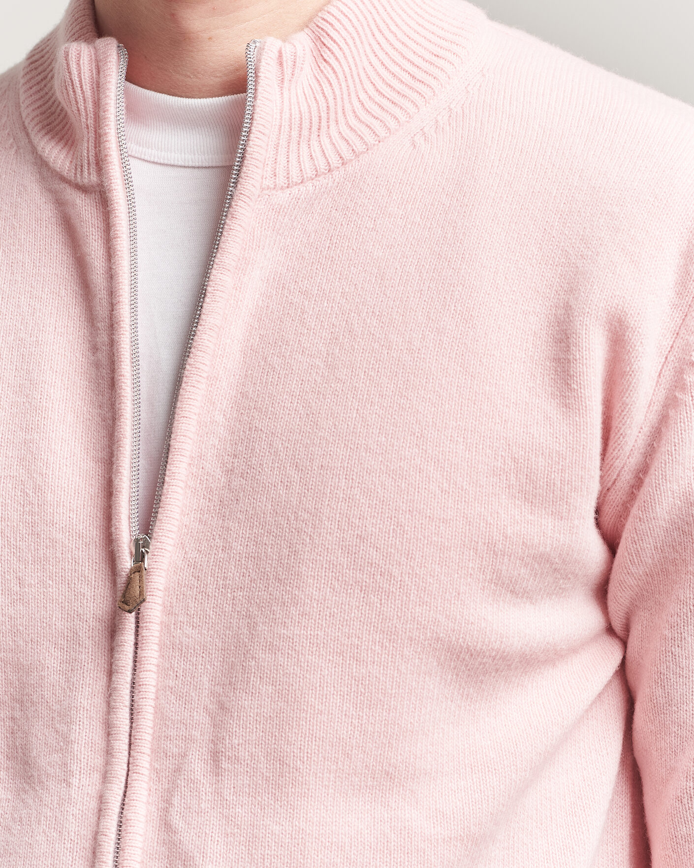 Mies | Puserot | Stenströms | Brushed Merino Full Zip Pink