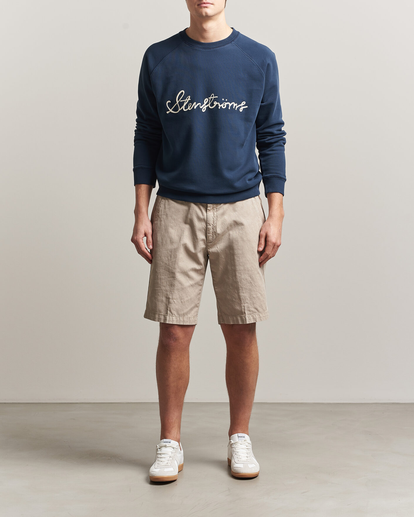 Mies | Puserot | Stenströms | Raglan Crew Logo Sweater Navy