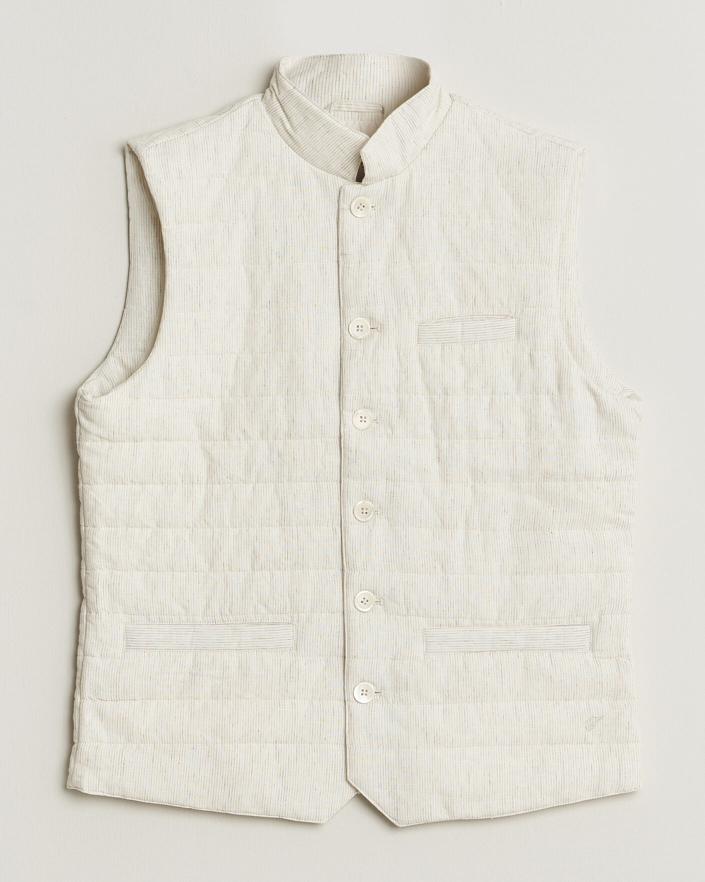Mies | Ulkoliivit | Stenströms | Mid Layer Pin Stripe Linen Vest Off White