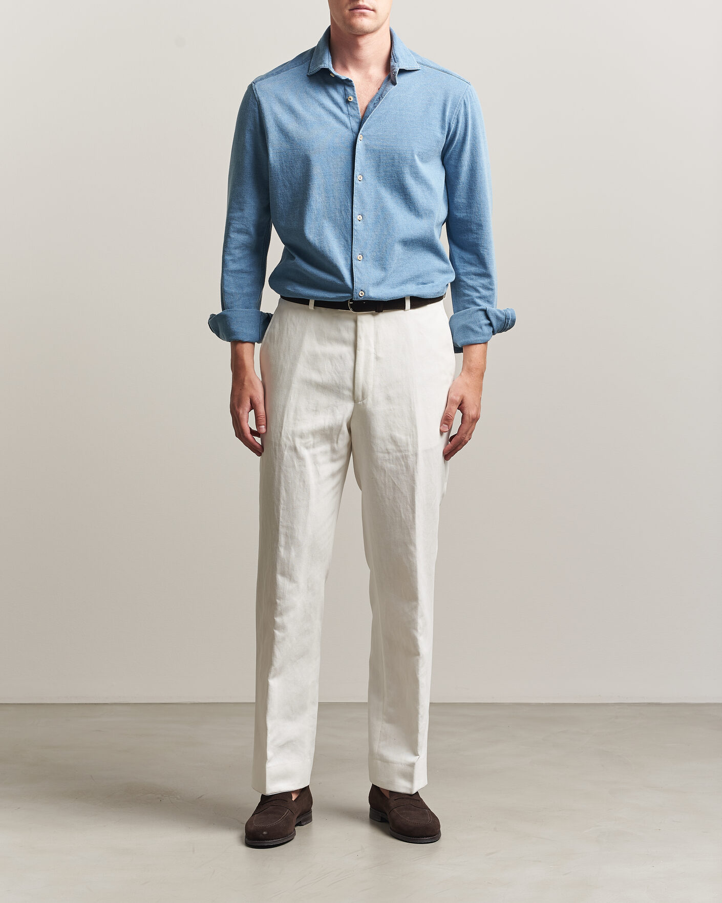 Mies | Kauluspaidat | Stenströms | Jersey Denim Shirt Blue