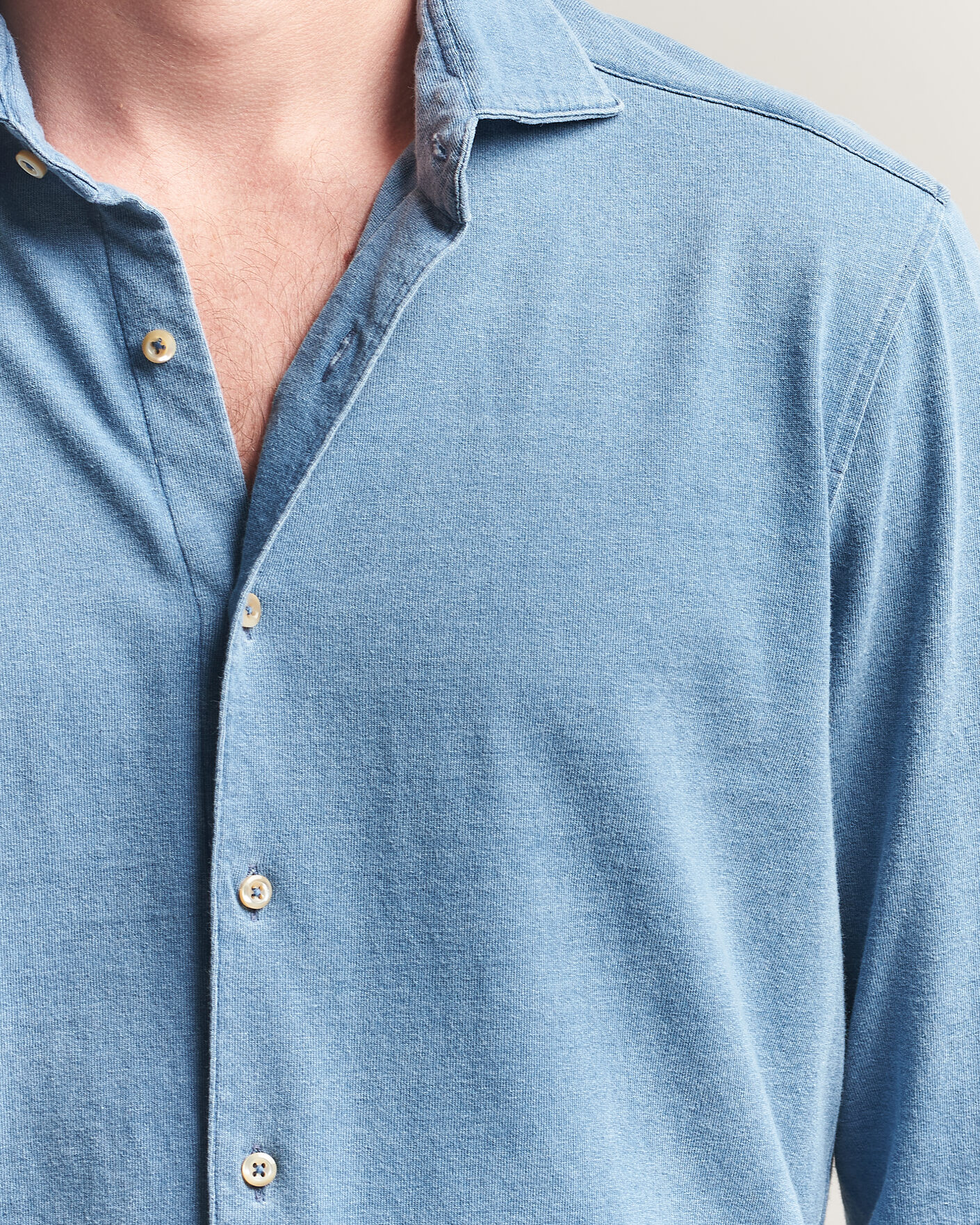 Mies | Kauluspaidat | Stenströms | Jersey Denim Shirt Blue