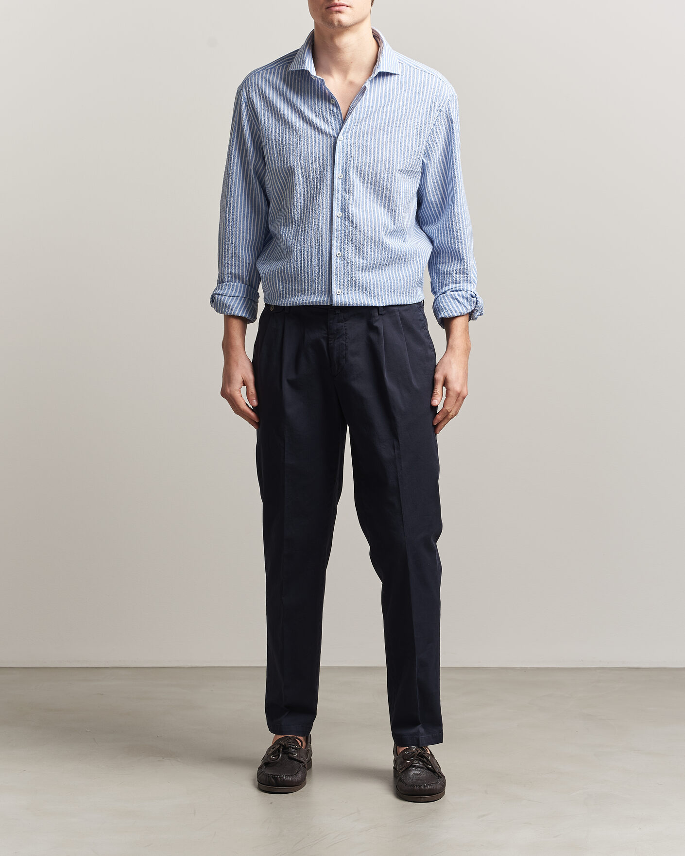 Mies | Kauluspaidat | Stenströms | Regular Fit Striped Seersucker Shirt Blue