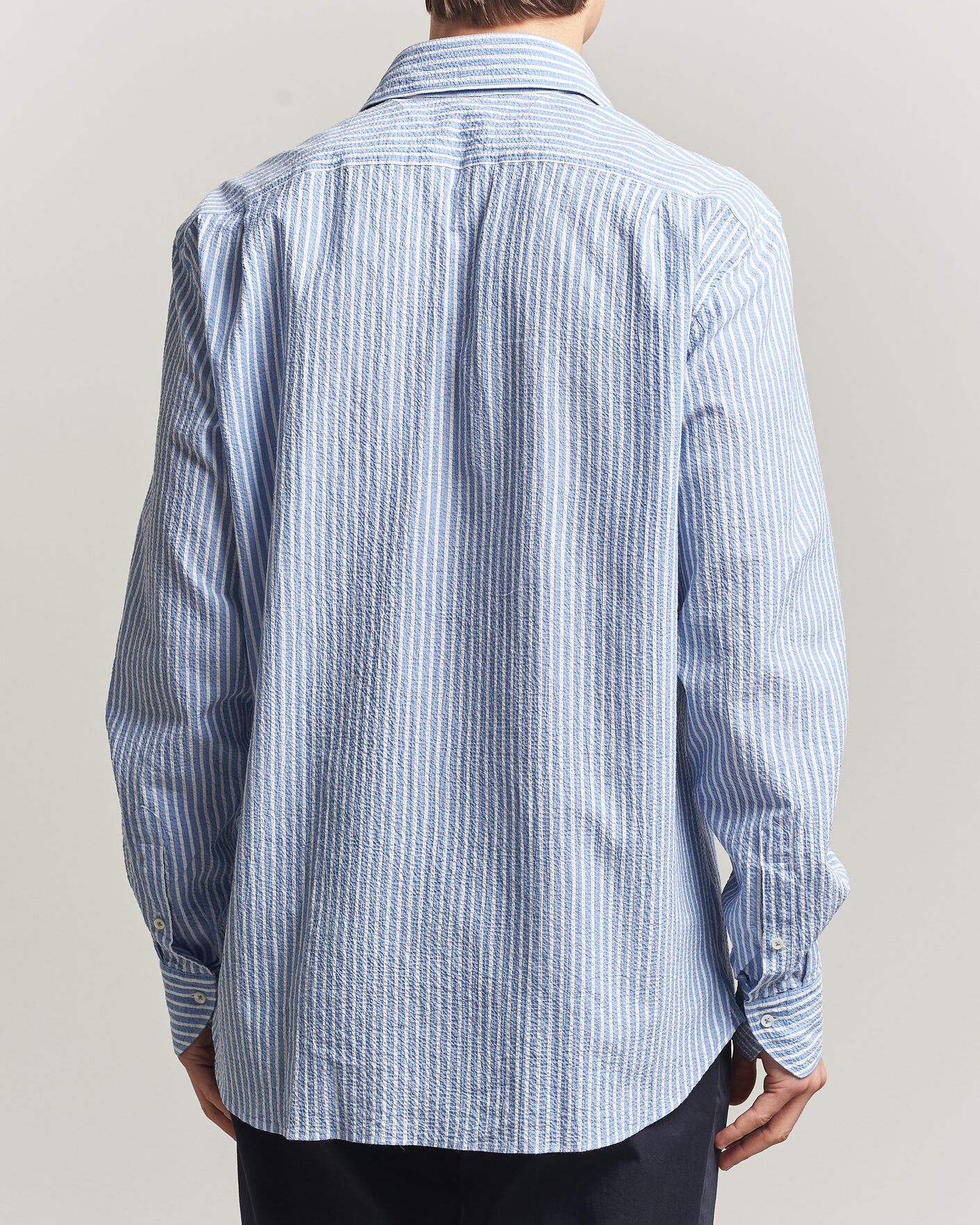 Mies | Kauluspaidat | Stenströms | Regular Fit Striped Seersucker Shirt Blue